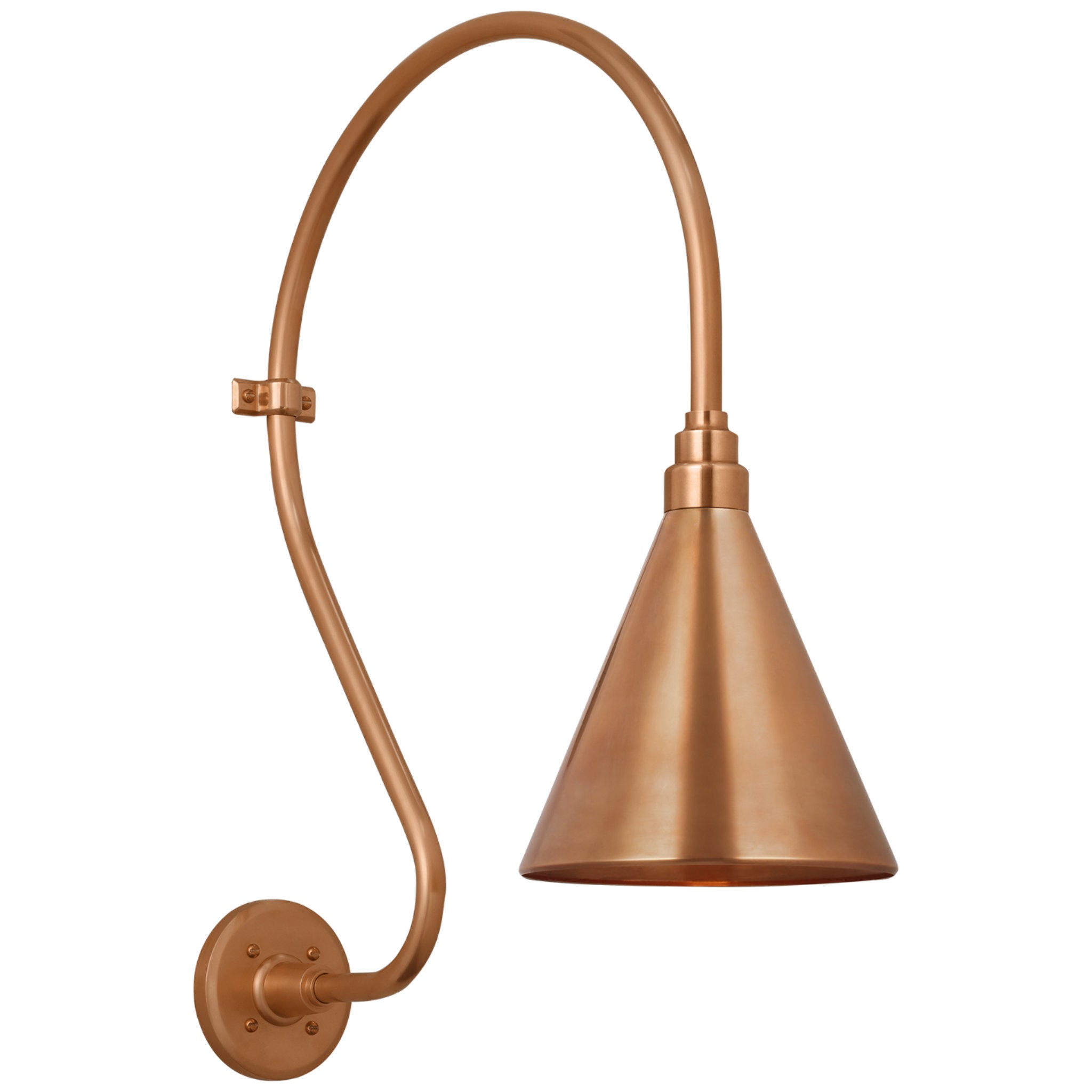 Thomas O'Brien Academy 18" Larrabee Barn Light in Soft Copper with 9" Conical Savannah Shade Outdoor Lighting W9" x H27"