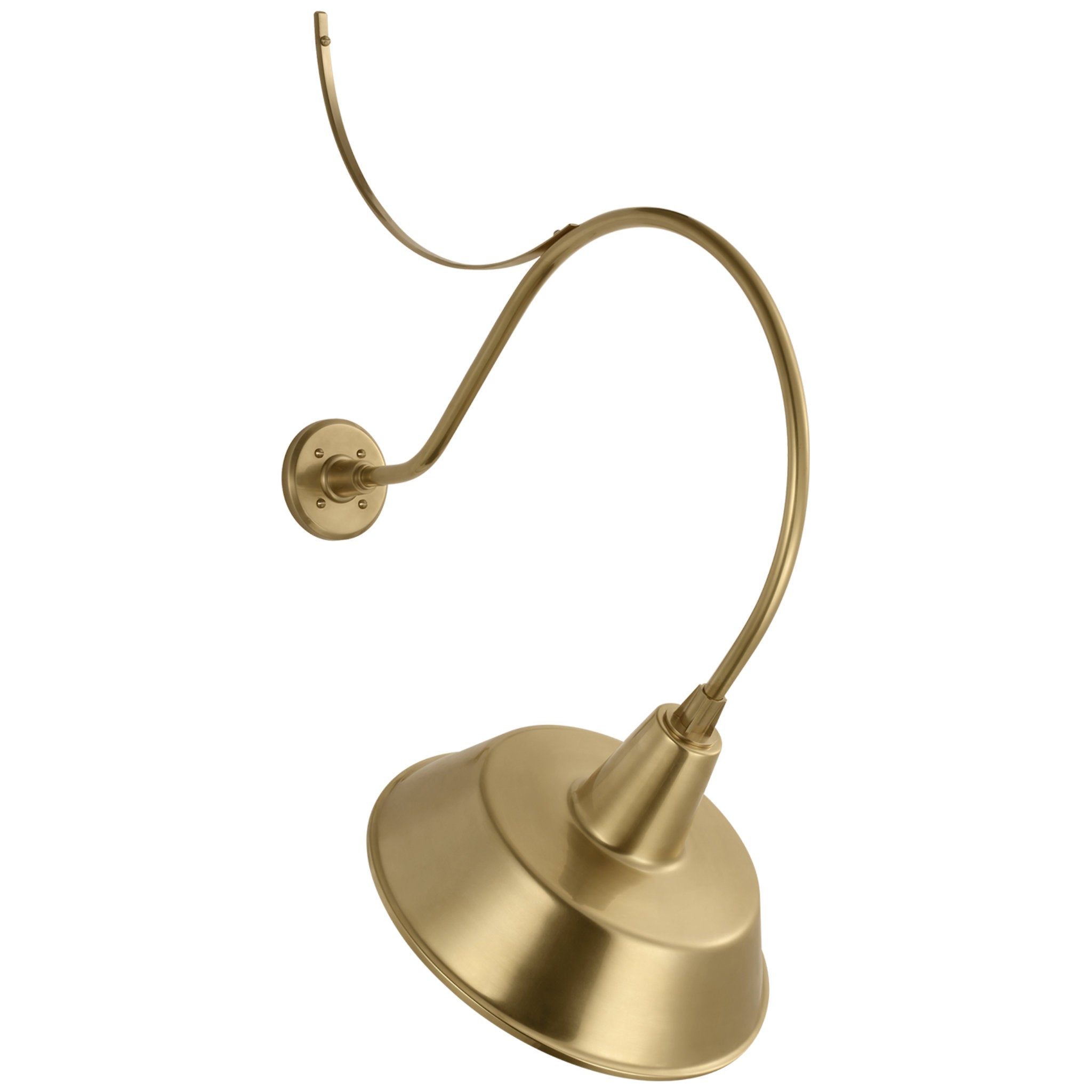 Thomas O'Brien Academy 26.5" Anchored Larrabee Barn Light in Hand-Rubbed Antique Brass with 16" Bowers Shade Outdoor Lighting W16" x H39.5"