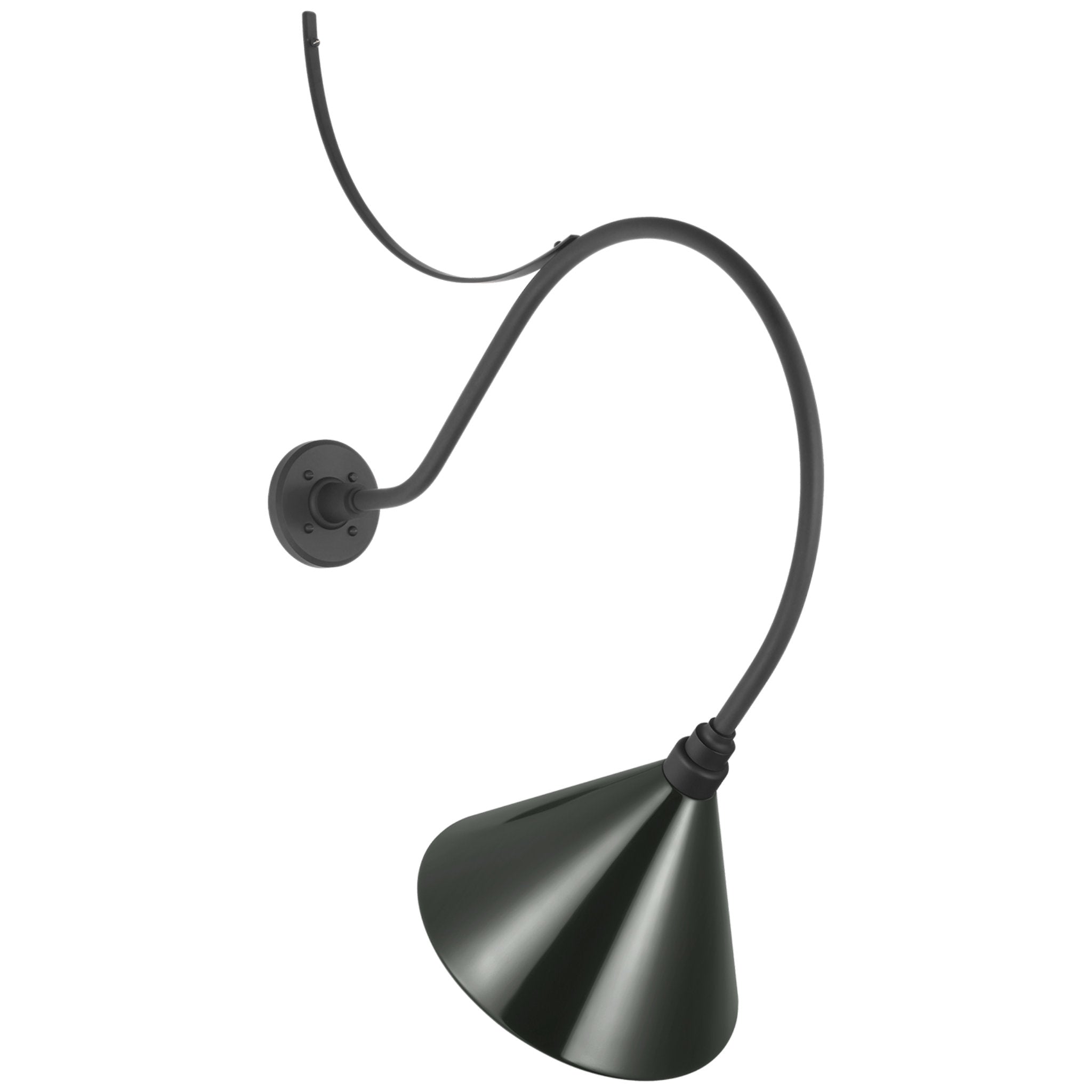 Thomas O'Brien Academy 26.5" Anchored Larrabee Barn Light in Matte Black with 12.5" Green Conical Savannah Shade Outdoor Lighting W12.5" x H38.25"