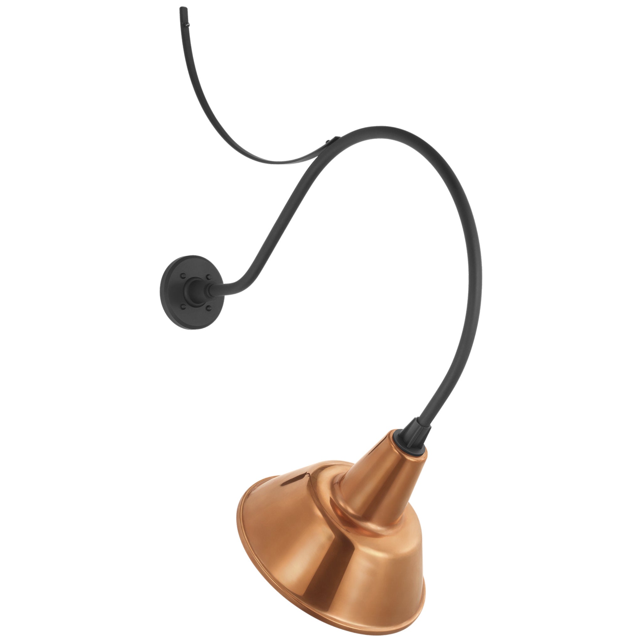 Thomas O'Brien Academy 26.5" Anchored Larrabee Barn Light in Matte Black with 12.5" Soft Copper Bowers Shade Outdoor Lighting W12.5" x H38.25"