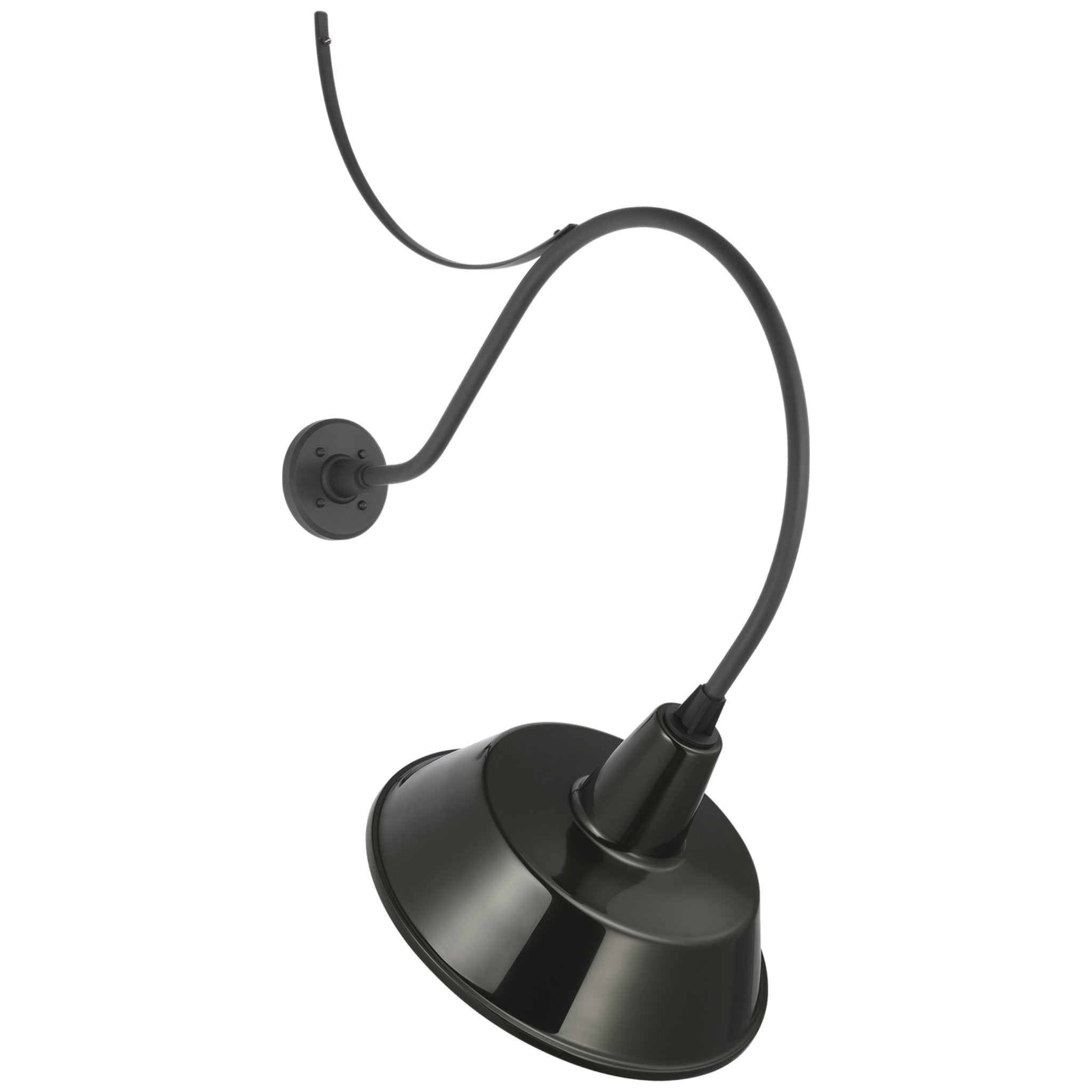 Thomas O'Brien Academy 26.5" Anchored Larrabee Barn Light in Matte Black with 16" Green Bowers Shade Outdoor Lighting W16" x H39.5"