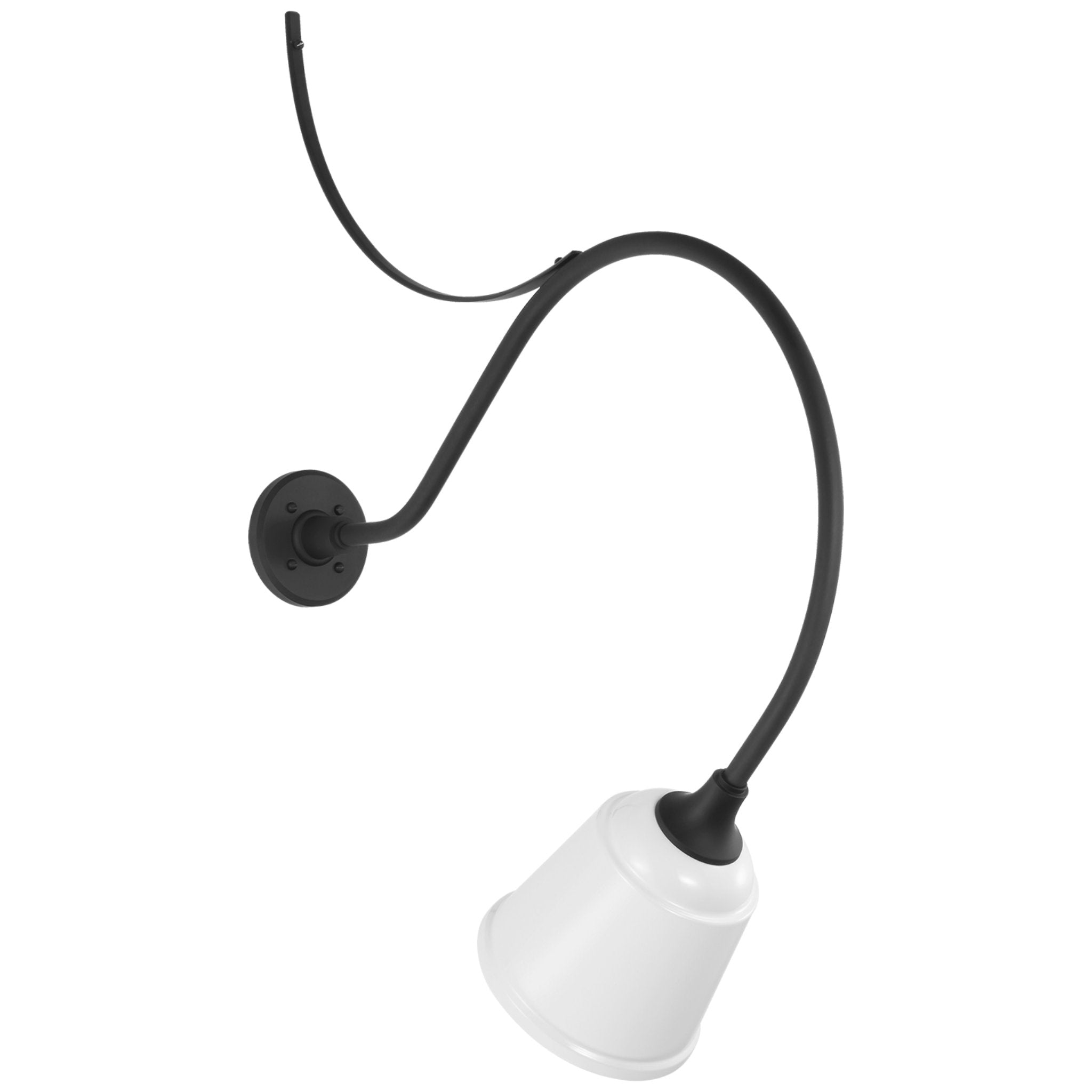 Thomas O'Brien Academy 26.5" Anchored Larrabee Barn Light in Matte Black with 8" White Rockhouse Shade Outdoor Lighting W8" x H35.75"