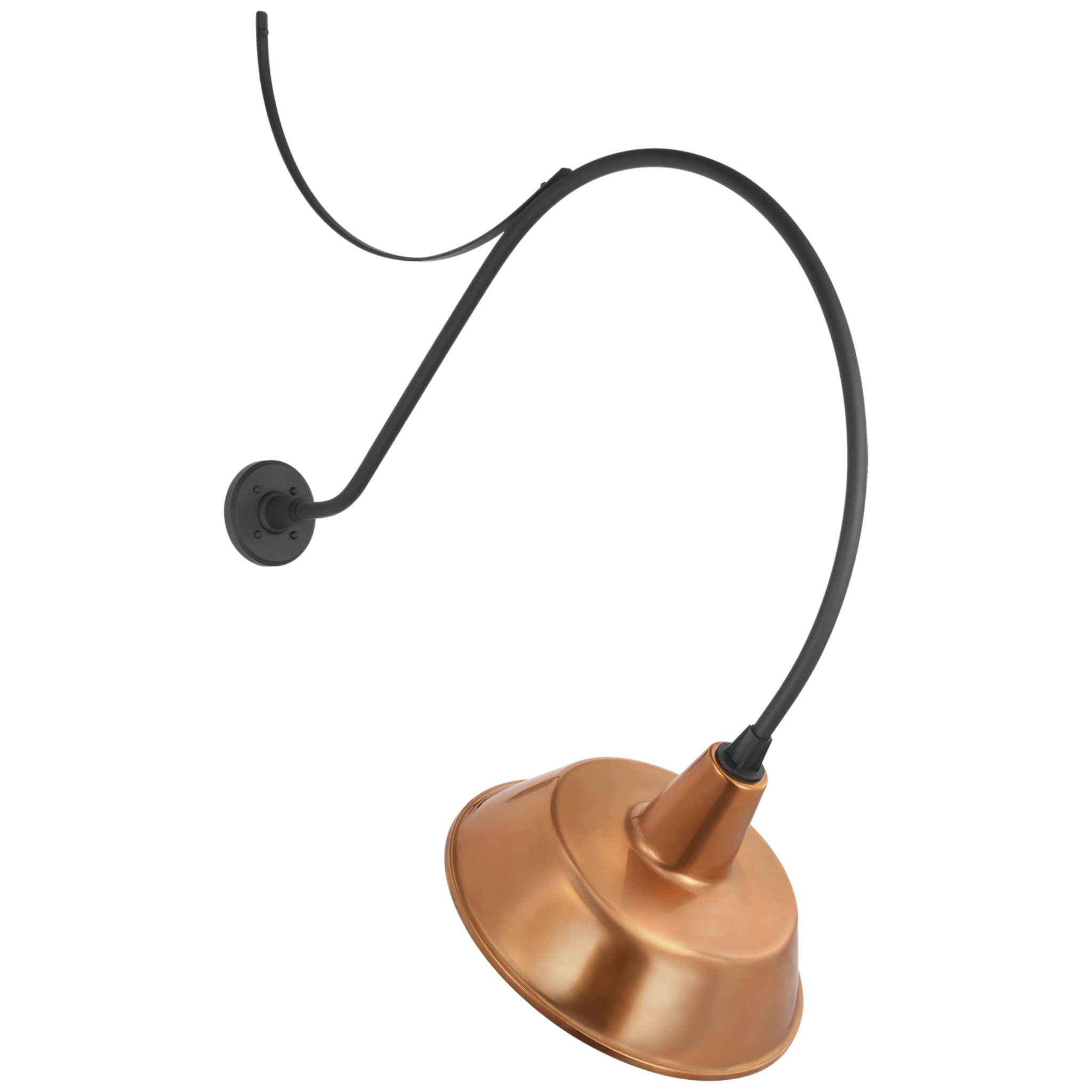 Thomas O'Brien Academy 36" Anchored Larrabee Barn Light in Matte Black with 16" Soft Copper Bowers Shade Outdoor Lighting W16" x H45.75"