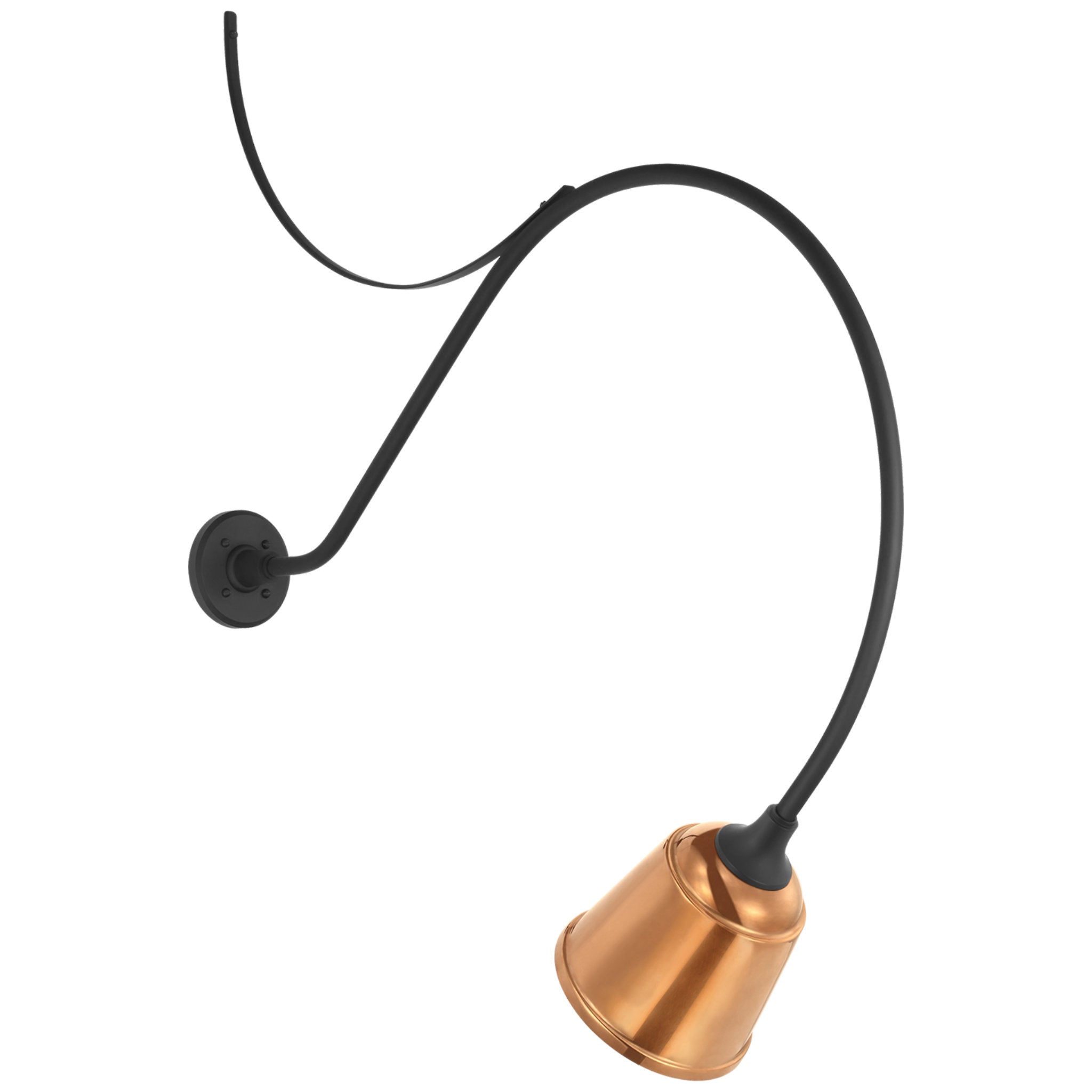 Thomas O'Brien Academy 36" Anchored Larrabee Barn Light in Matte Black with 8" Soft Copper Rockhouse Shade Outdoor Lighting W8" x H42.25"