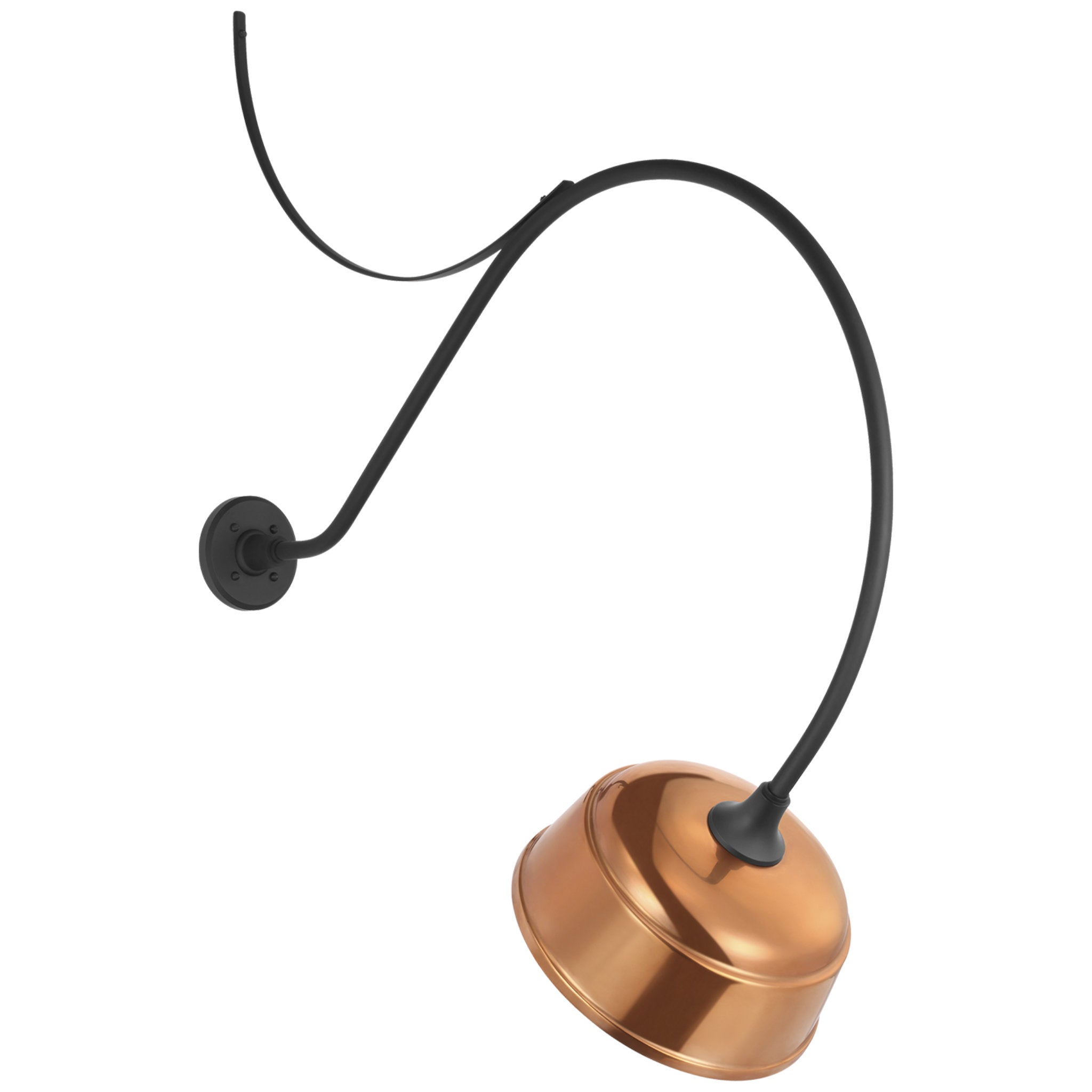 Thomas O'Brien Academy 36" Anchored Larrabee Barn Light in Matte Black with 12.5" Soft Copper Rockhouse Shade Outdoor Lighting W12.5" x H43"