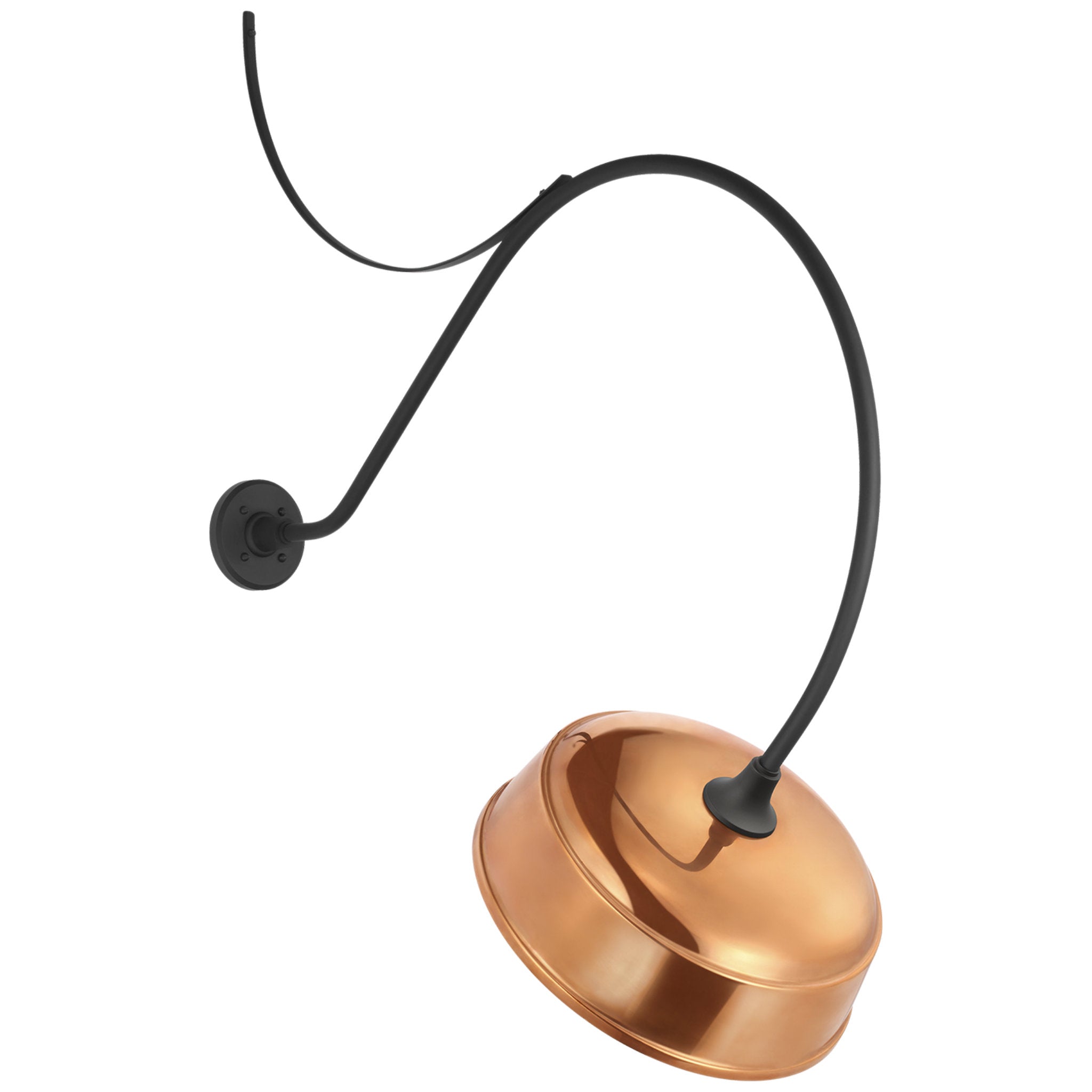 Thomas O'Brien Academy 36" Anchored Larrabee Barn Light in Matte Black with 16" Soft Copper Rockhouse Shade Outdoor Lighting W16" x H44.25"