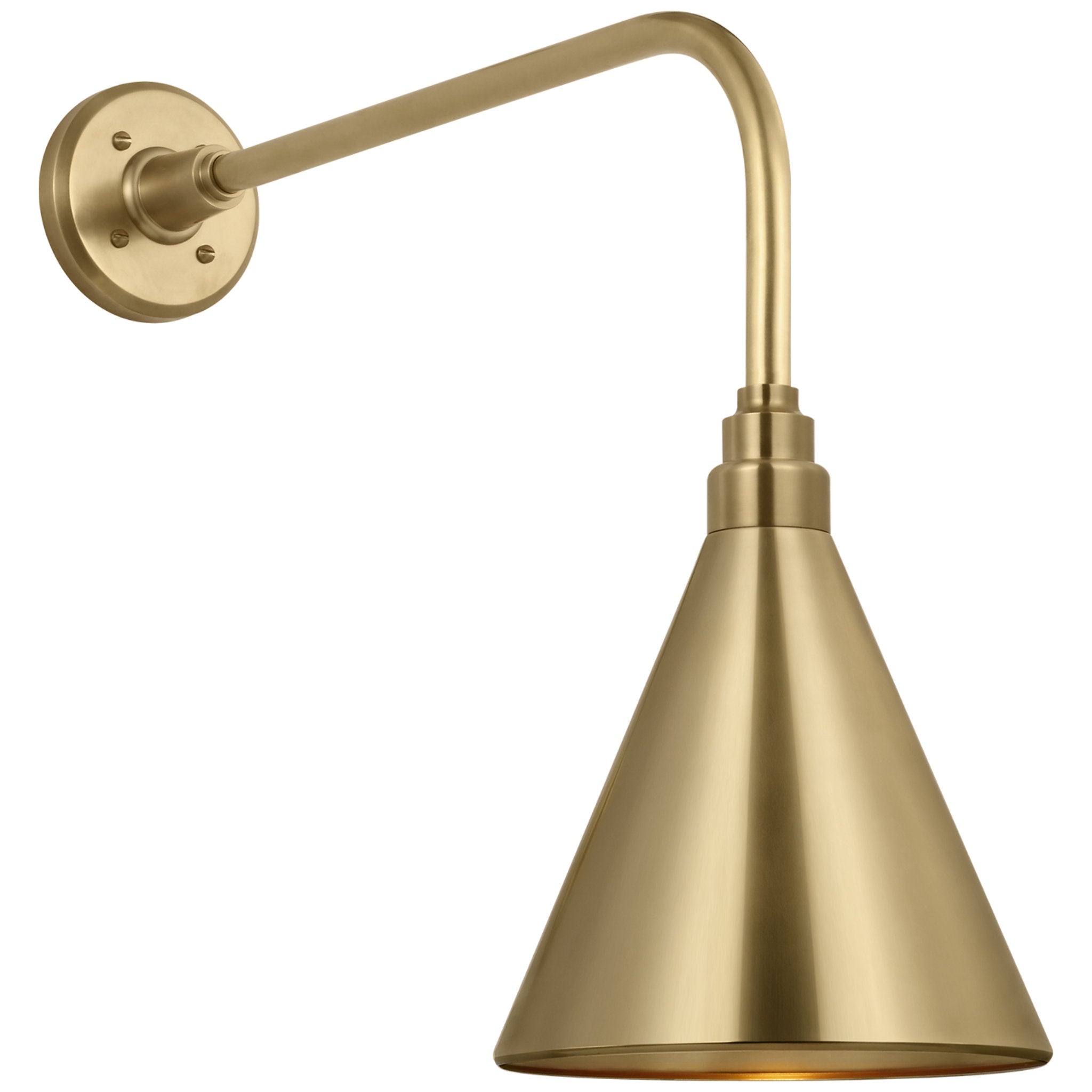 Thomas O'Brien Academy 20" Rex Barn Light in Hand-Rubbed Antique Brass with 9" Conical Savannah Shade Outdoor Lighting W9" x H19.75"