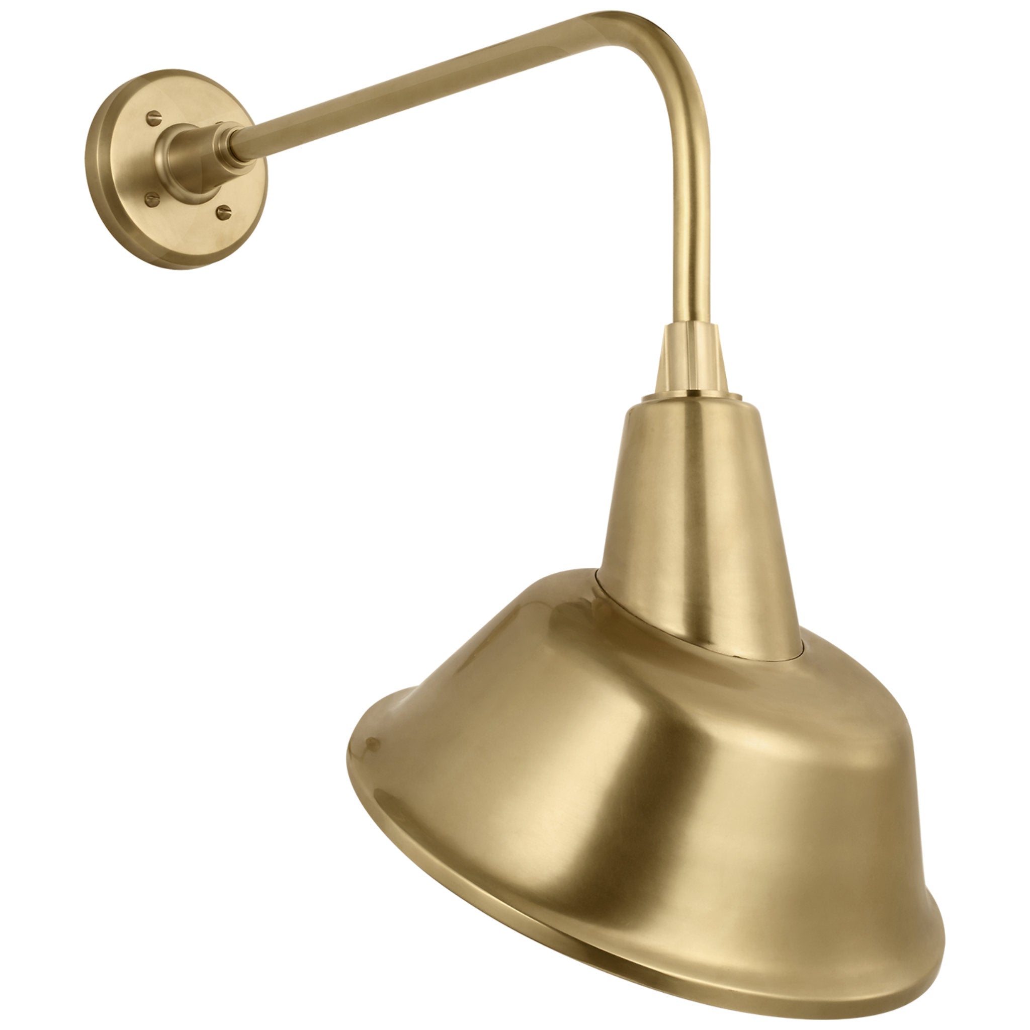 Thomas O'Brien Academy 20" Rex Barn Light in Hand-Rubbed Antique Brass with 12.5" Tilted Bowers Shade Outdoor Lighting W12.5" x H22.5"
