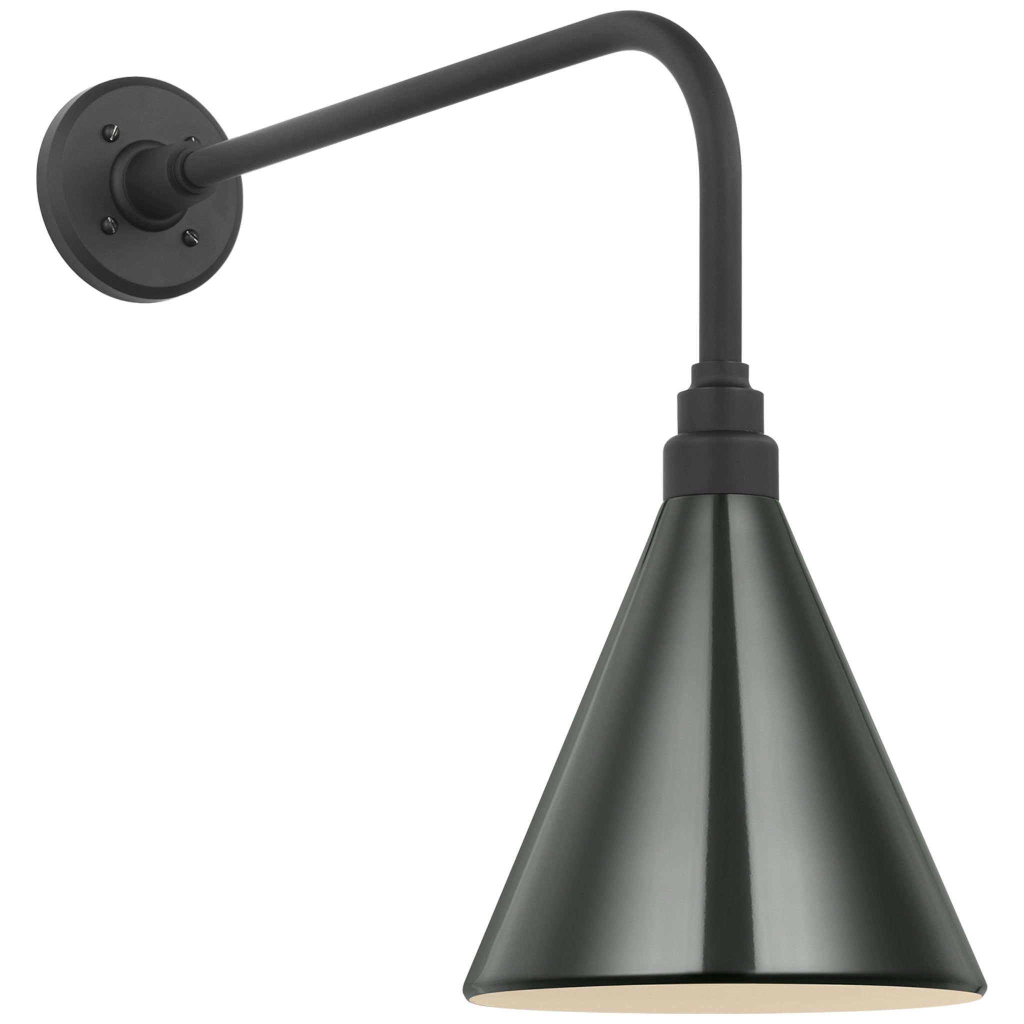 Thomas O'Brien Academy 20" Rex Barn Light in Matte Black with 9" Green Conical Savannah Shade Outdoor Lighting W9" x H19.75"