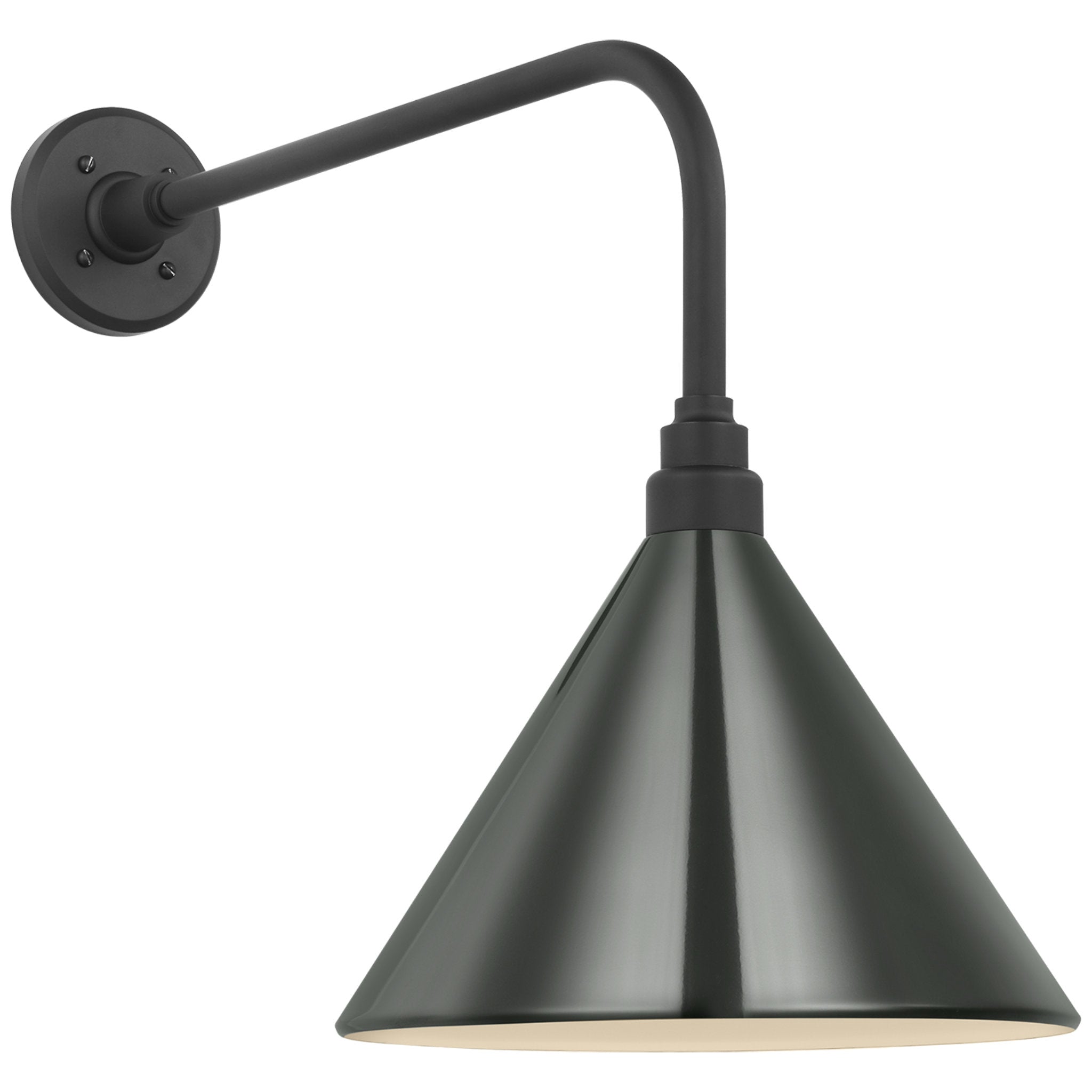 Thomas O'Brien Academy 20" Rex Barn Light in Matte Black with 12.5" Green Conical Savannah Shade Outdoor Lighting W12.5" x H19.75"