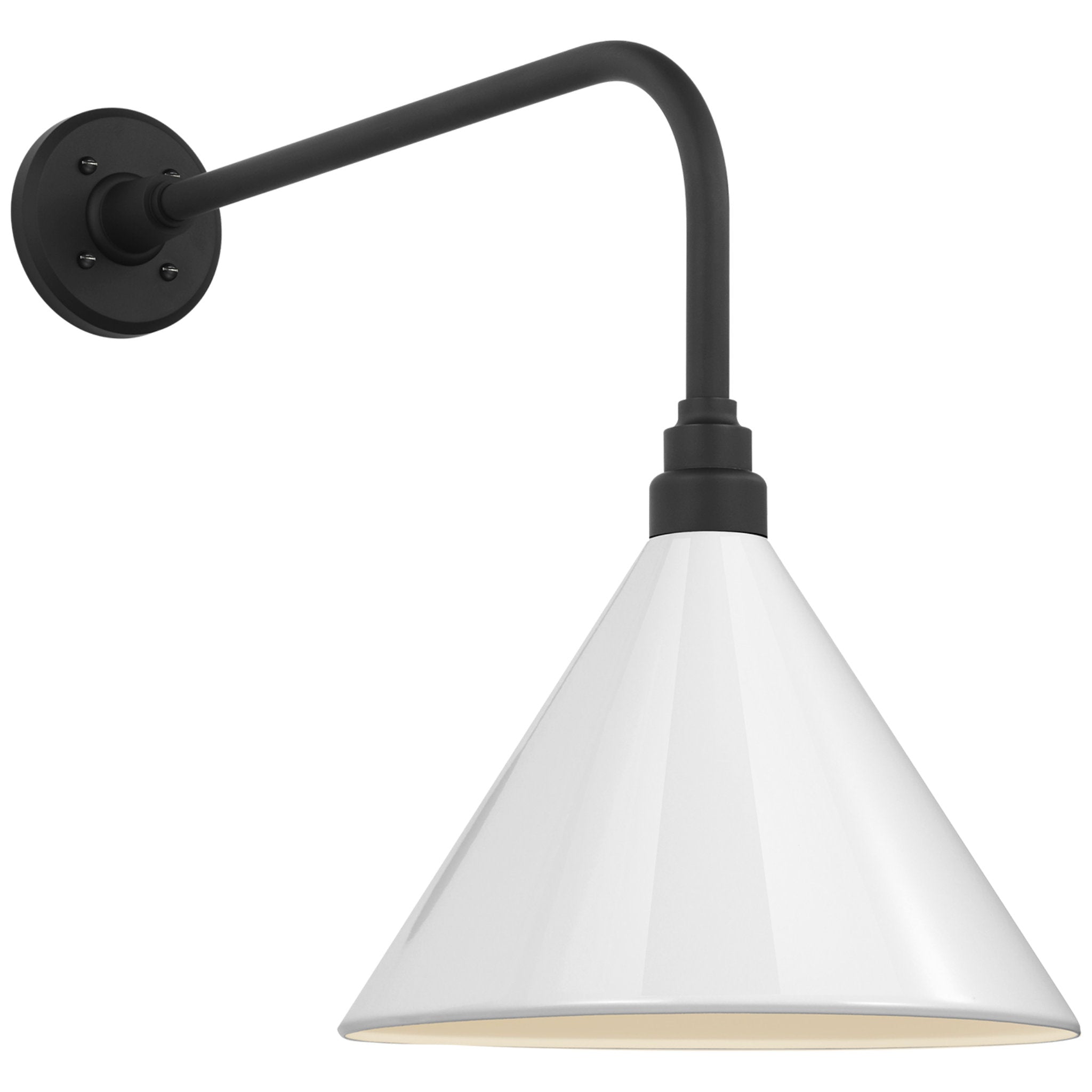 Thomas O'Brien Academy 20" Rex Barn Light in Matte Black with 12.5" White Conical Savannah Shade Outdoor Lighting W12.5" x H19.75"