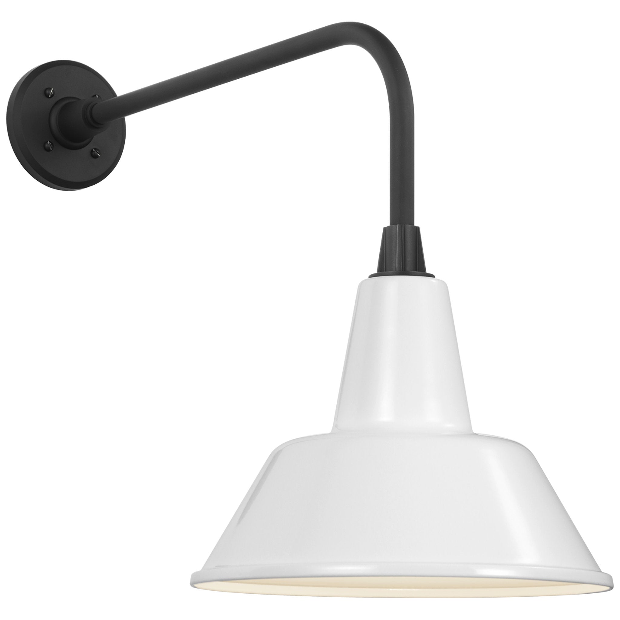 Thomas O'Brien Academy 20" Rex Barn Light in Matte Black with 12.5" White Bowers Shade Outdoor Lighting W12.5" x H19.5"