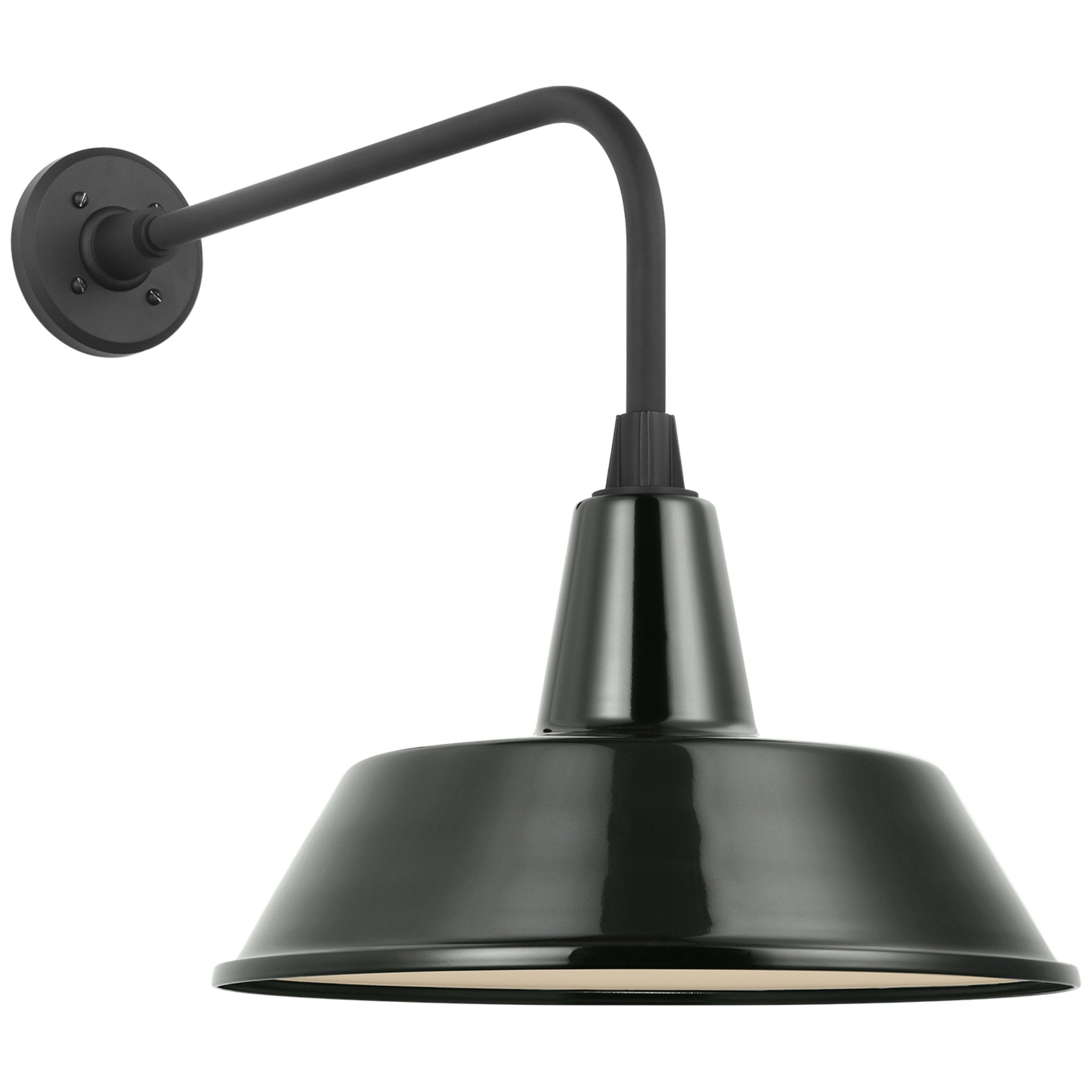 Thomas O'Brien Academy 20" Rex Barn Light in Matte Black with 16" Green Bowers Shade Outdoor Lighting W16" x H19.5"