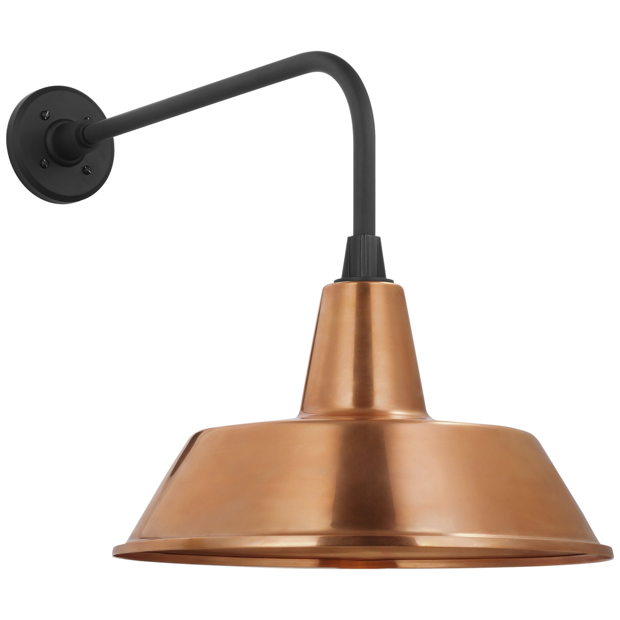 Thomas O'Brien Academy 20" Rex Barn Light in Matte Black with 16" Soft Copper Bowers Shade Outdoor Lighting W16" x H19.5"