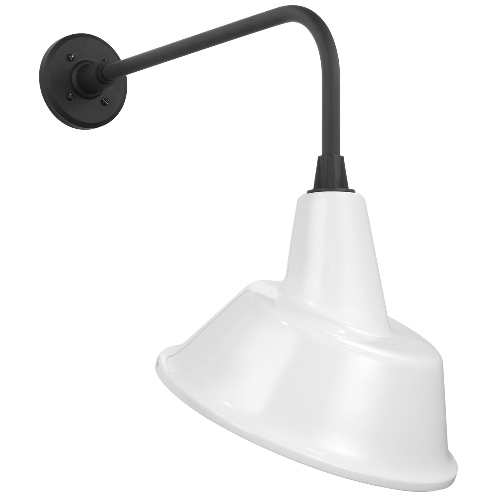 Thomas O'Brien Academy 20" Rex Barn Light in Matte Black with 12.5" White Tilted Bowers Shade Outdoor Lighting W12.5" x H22.5"
