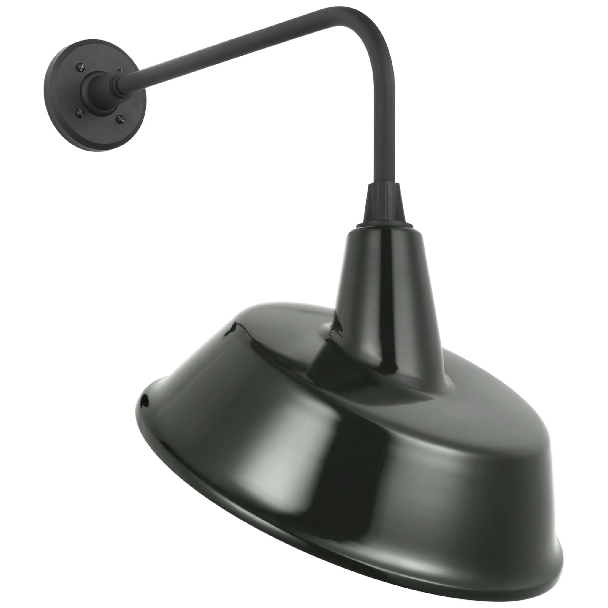 Thomas O'Brien Academy 20" Rex Barn Light in Matte Black with 16" Green Tilted Bowers Shade Outdoor Lighting W16" x H23.5"