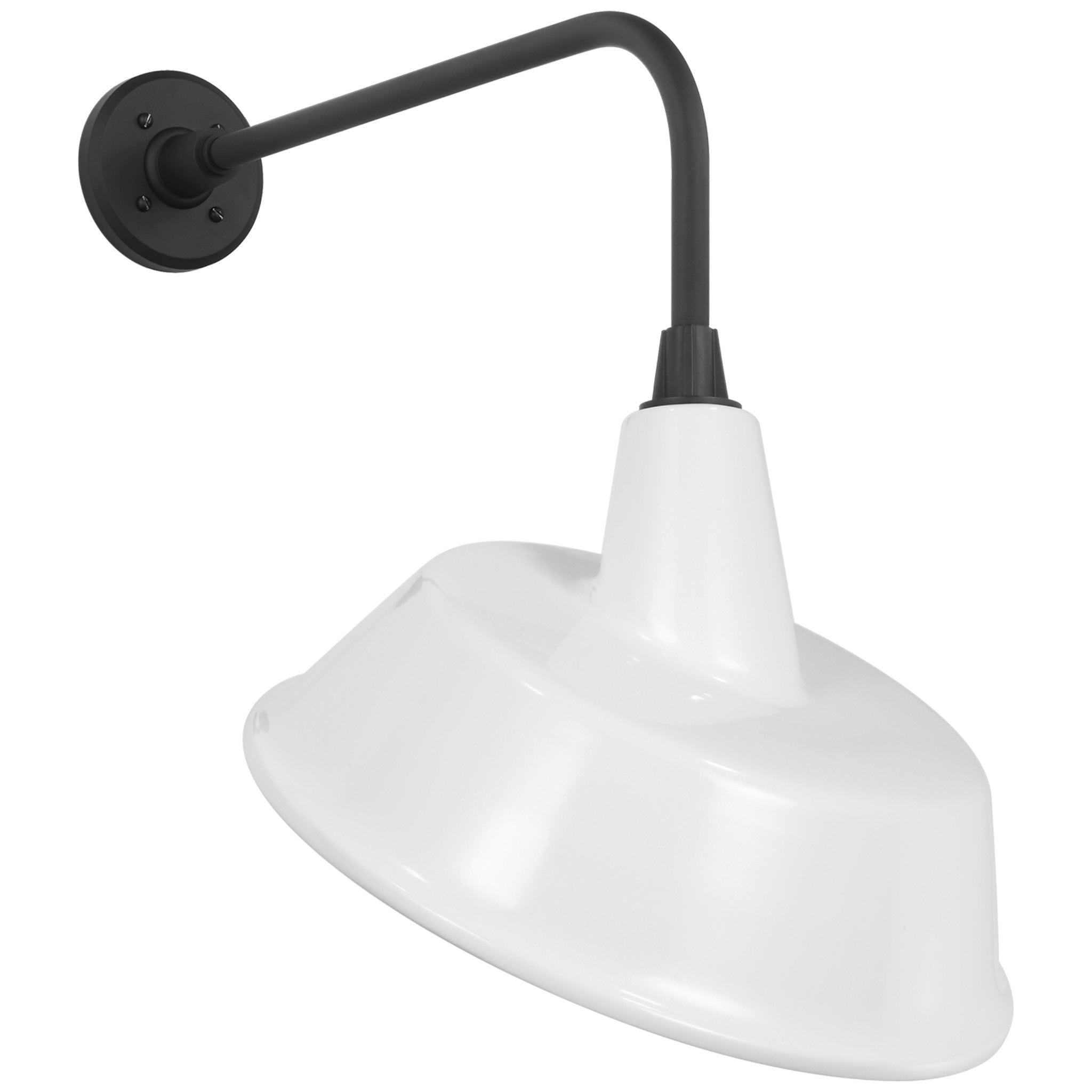 Thomas O'Brien Academy 20" Rex Barn Light in Matte Black with 16" White Tilted Bowers Shade Outdoor Lighting W16" x H23.5"