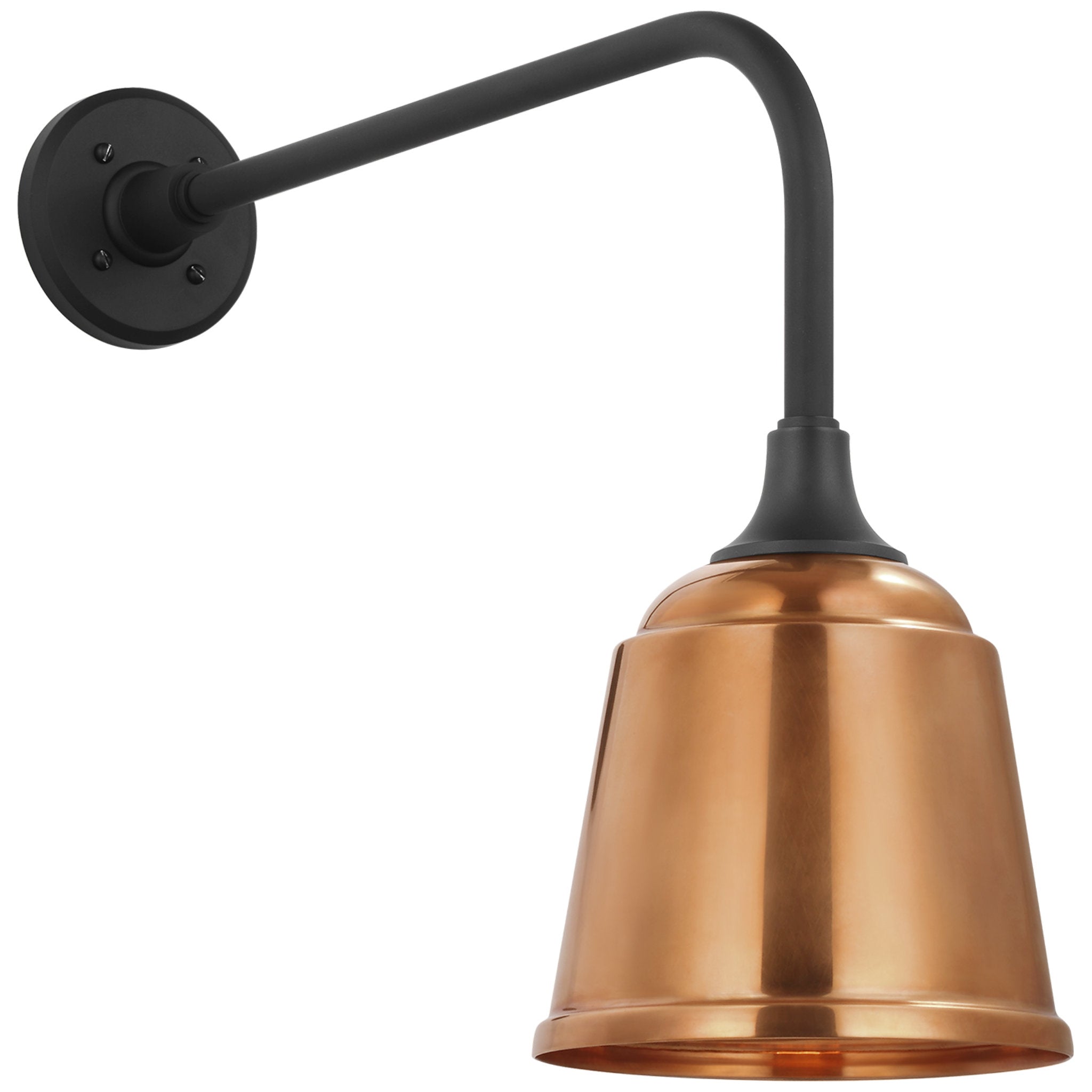 Thomas O'Brien Academy 20" Rex Barn Light in Matte Black with 8" Soft Copper Rockhouse Shade Outdoor Lighting W8" x H18.5"