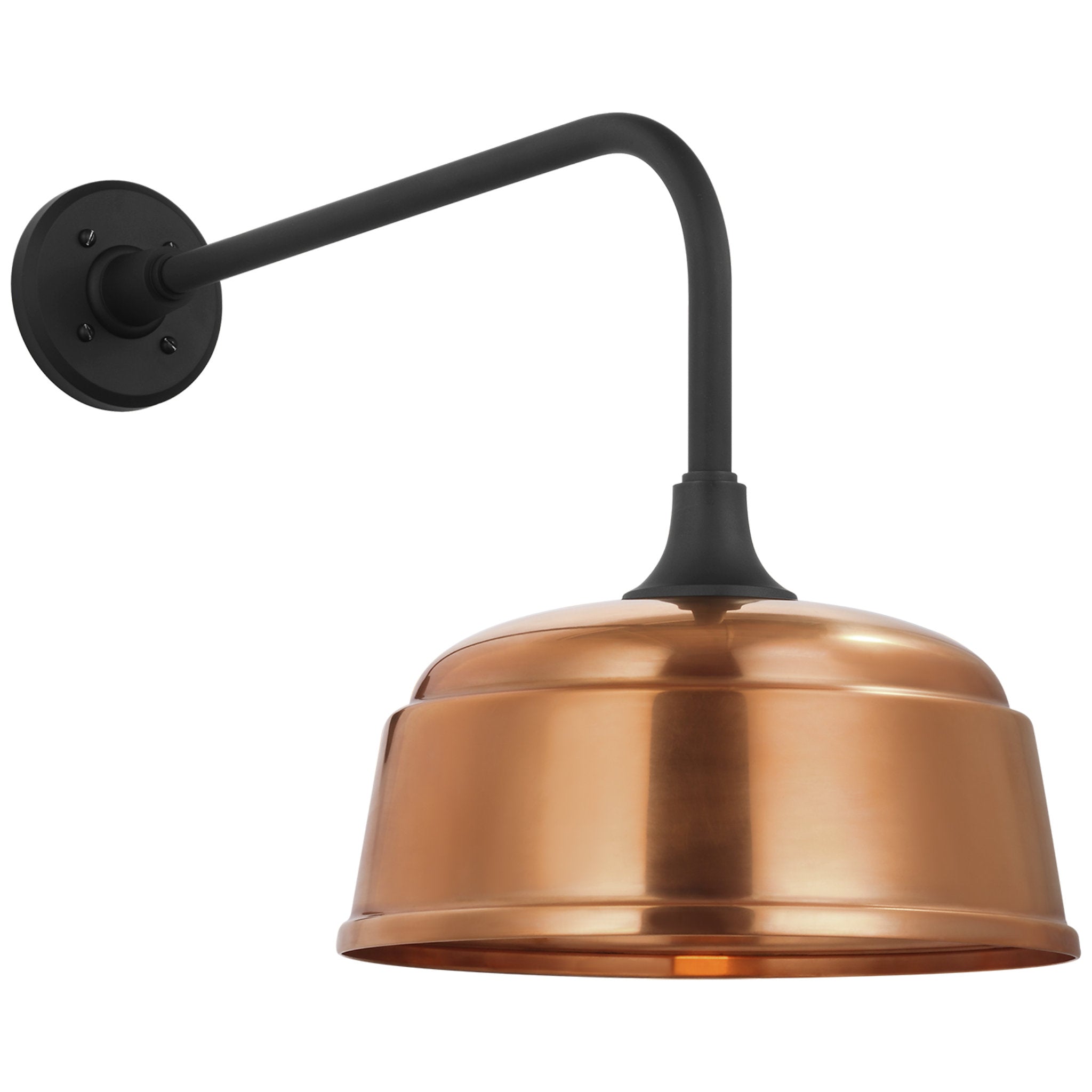 Thomas O'Brien Academy 20" Rex Barn Light in Matte Black with 12.5" Soft Copper Rockhouse Shade Outdoor Lighting W12.5" x H17"