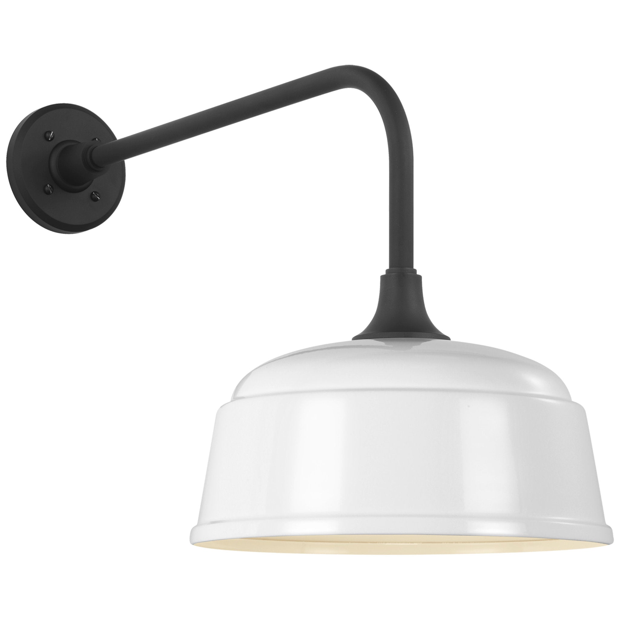 Thomas O'Brien Academy 20" Rex Barn Light in Matte Black with 12.5" White Rockhouse Shade Outdoor Lighting W12.5" x H17"