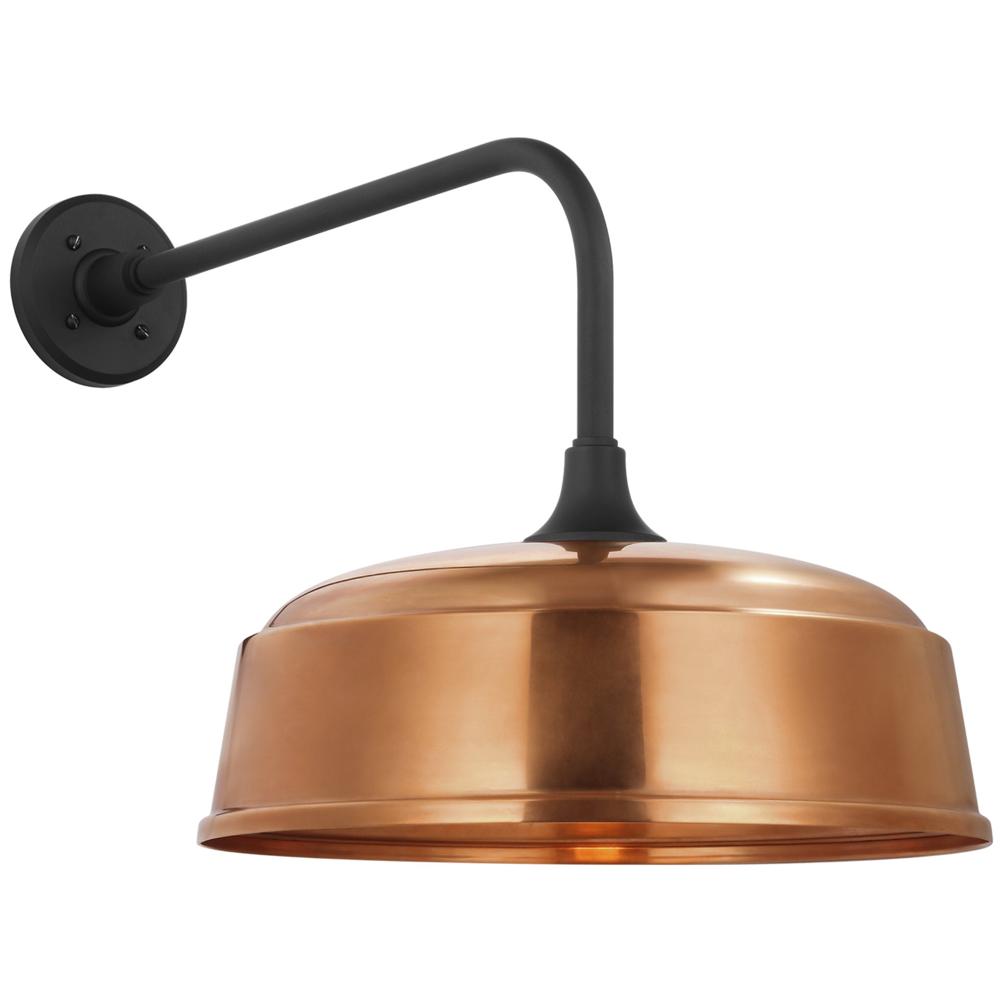 Thomas O'Brien Academy 20" Rex Barn Light in Matte Black with 16" Soft Copper Rockhouse Shade Outdoor Lighting W16" x H17"
