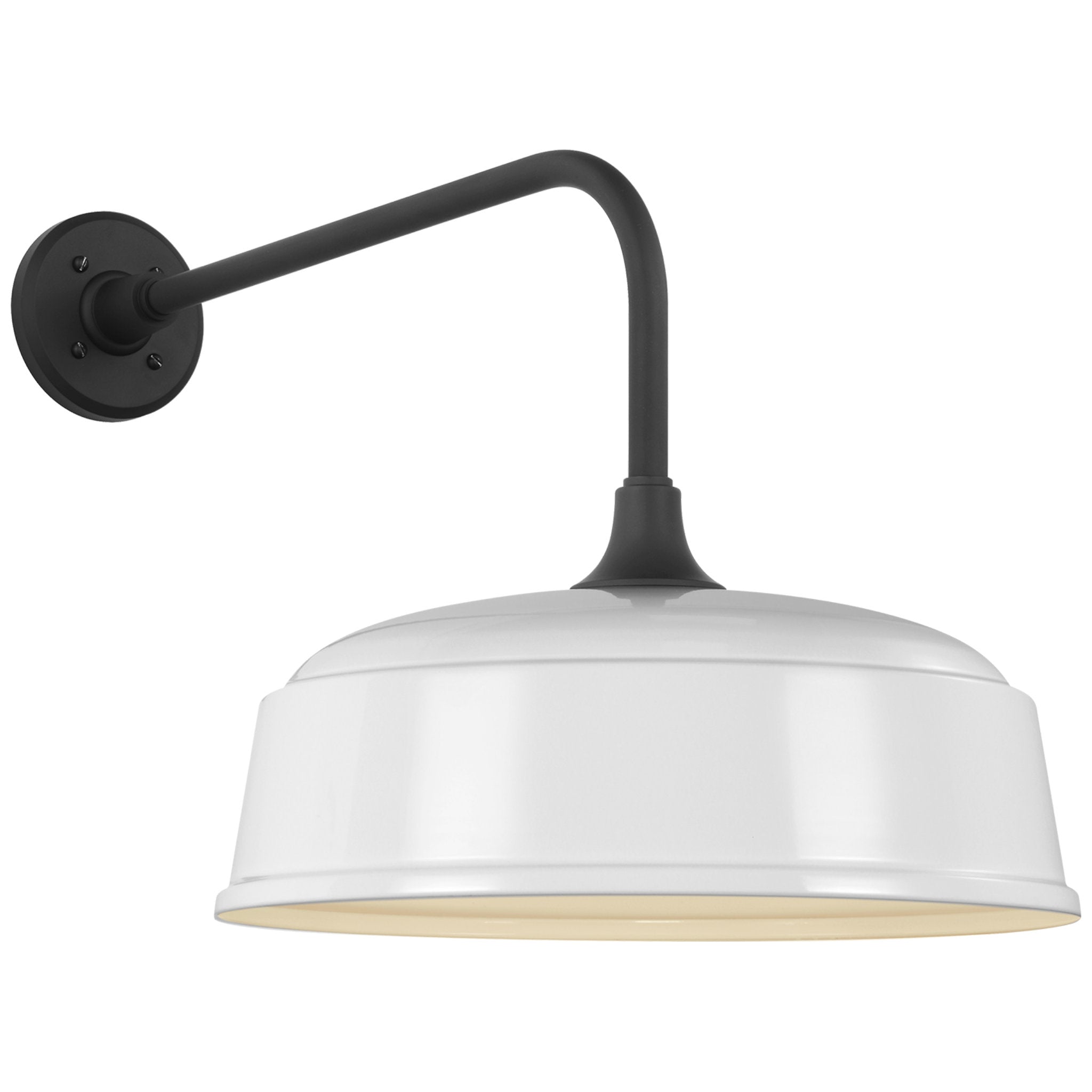 Thomas O'Brien Academy 20" Rex Barn Light in Matte Black with 16" White Rockhouse Shade Outdoor Lighting W16" x H17"