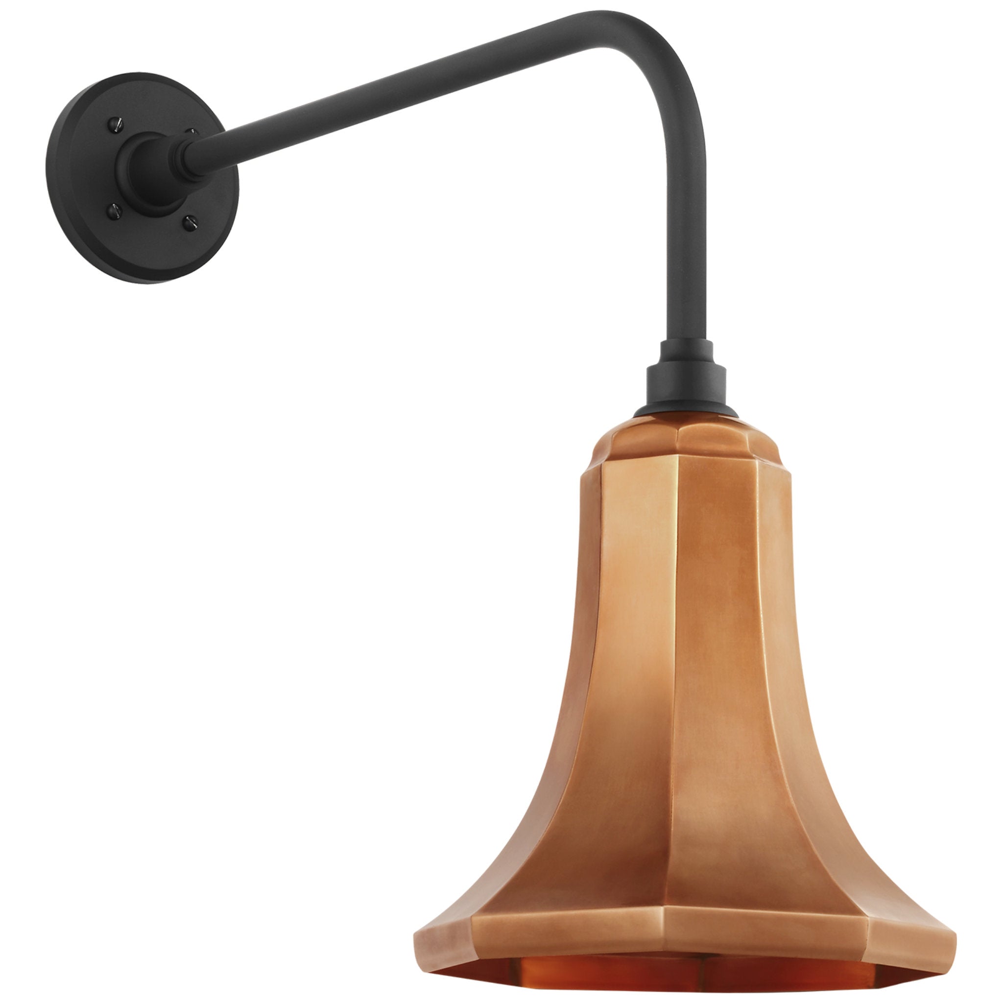 Thomas O'Brien Academy 20" Rex Barn Light in Matte Black with 9.25" Soft Copper Savannah Shade Outdoor Lighting W9.25" x H20.75"