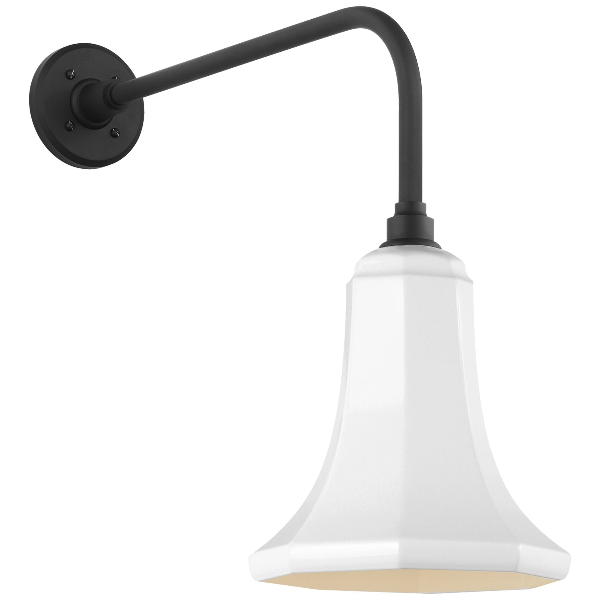 Thomas O'Brien Academy 20" Rex Barn Light in Matte Black with 9.25" White Savannah Shade Outdoor Lighting W9.25" x H20.75"