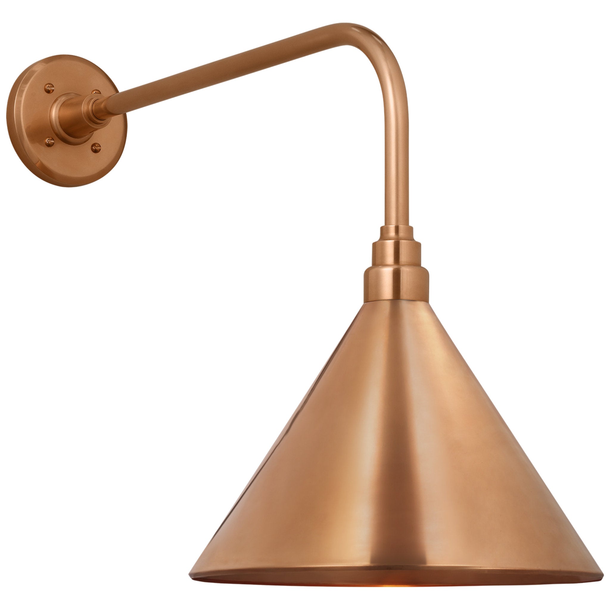 Thomas O'Brien Academy 20" Rex Barn Light in Soft Copper with 12.5" Conical Savannah Shade Outdoor Lighting W12.5" x H19.75"