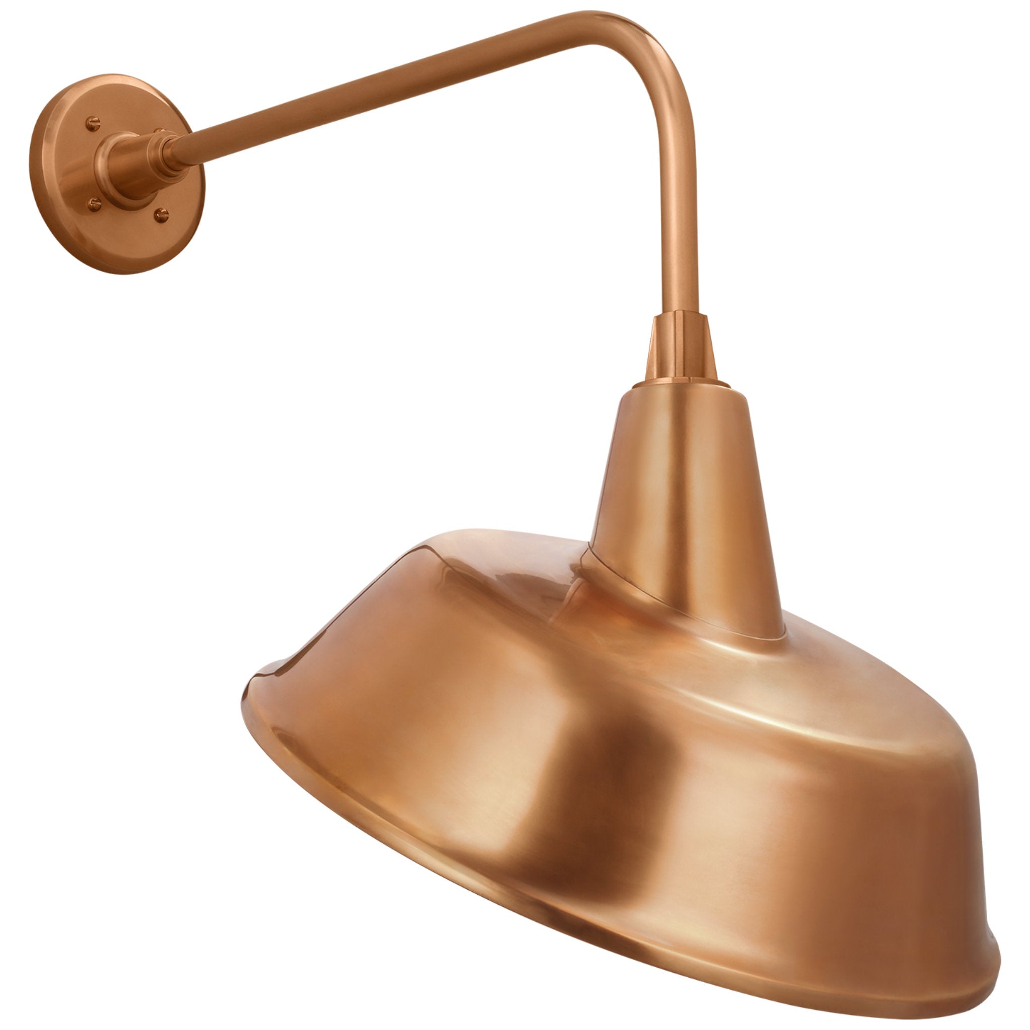 Thomas O'Brien Academy 20" Rex Barn Light in Soft Copper with 16" Tilted Bowers Shade Outdoor Lighting W16" x H23.5"