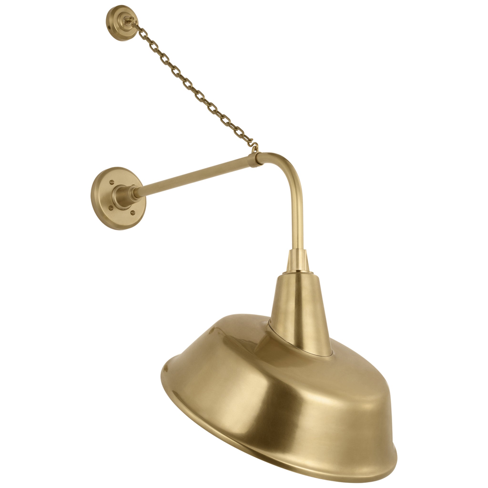 Thomas O'Brien Academy 20" Anchored Rex Barn Light in Hand-Rubbed Antique Brass with 16" Tilted Bowers Shade Outdoor Lighting W16" x H36.5"