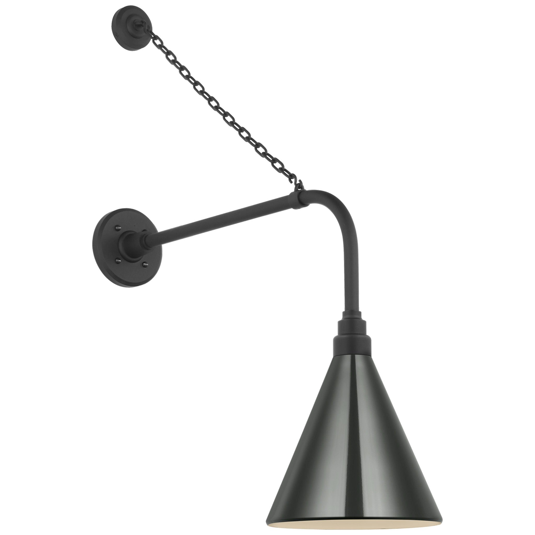 Thomas O'Brien Academy 20" Anchored Rex Barn Light in Matte Black with 9" Green Conical Savannah Shade Outdoor Lighting W9" x H32.75"