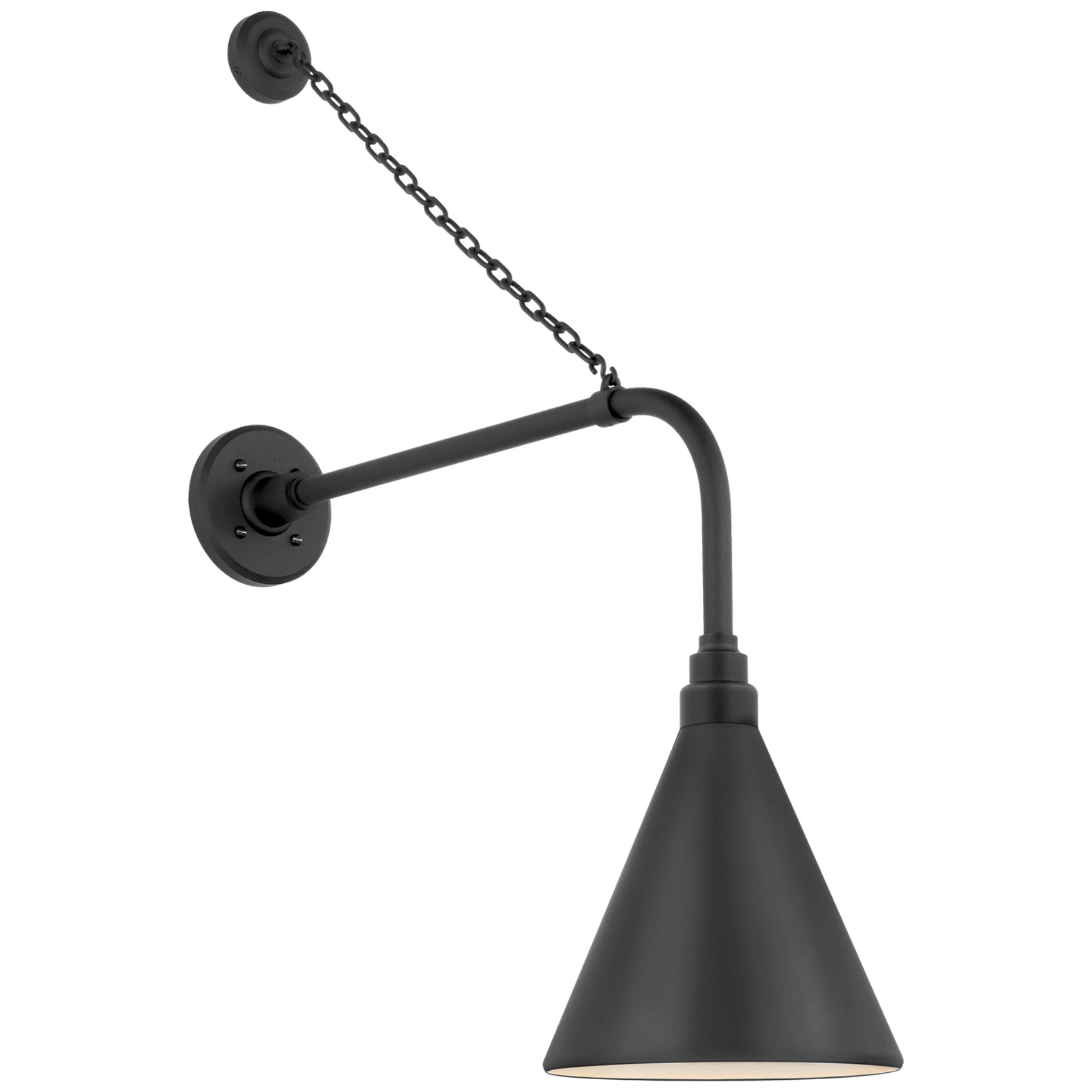 Thomas O'Brien Academy 20" Anchored Rex Barn Light in Matte Black with 9" Conical Savannah Shade Outdoor Lighting W9" x H32.75"