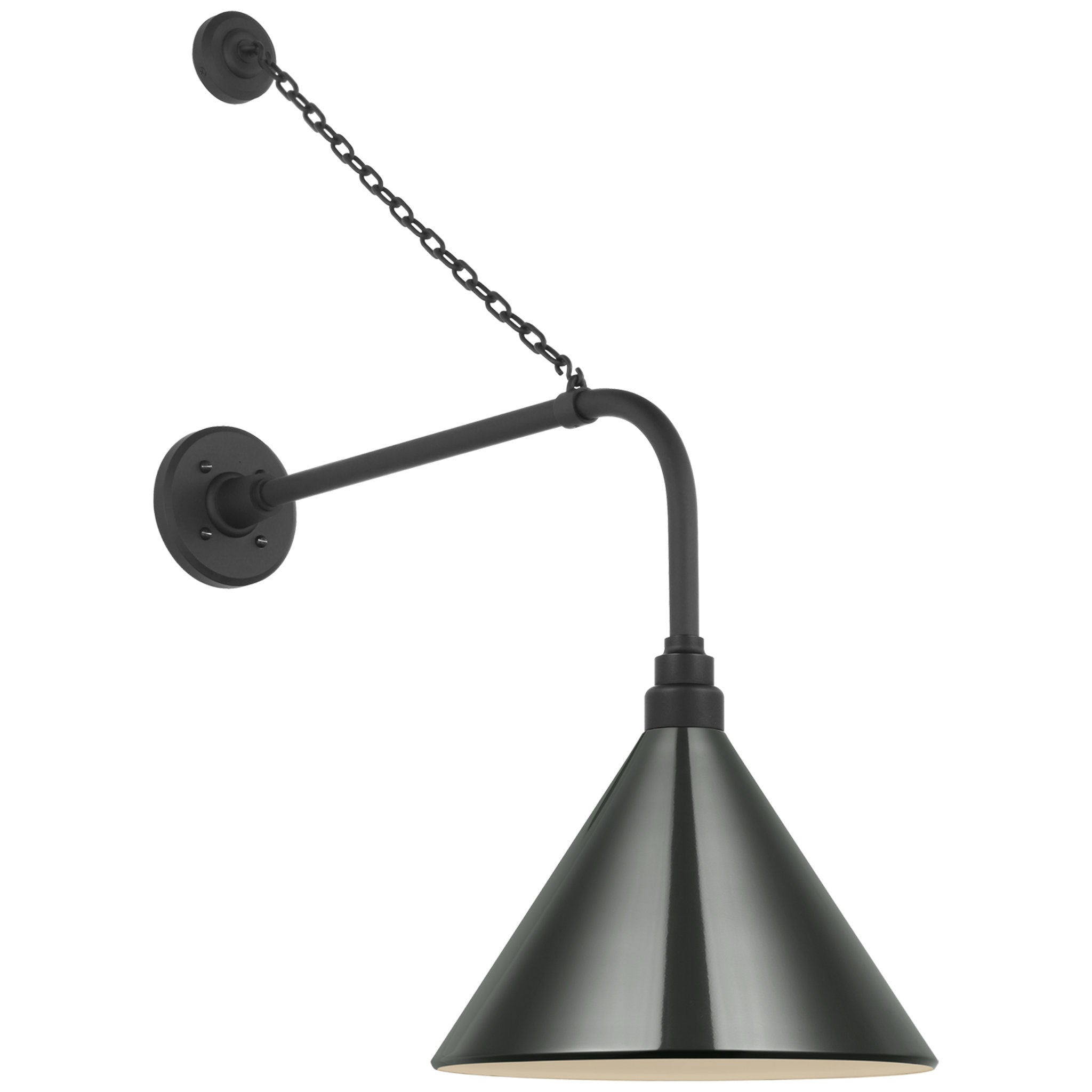 Thomas O'Brien Academy 20" Anchored Rex Barn Light in Matte Black with 12.5" Green Conical Savannah Shade Outdoor Lighting W12.5" x H32.75"