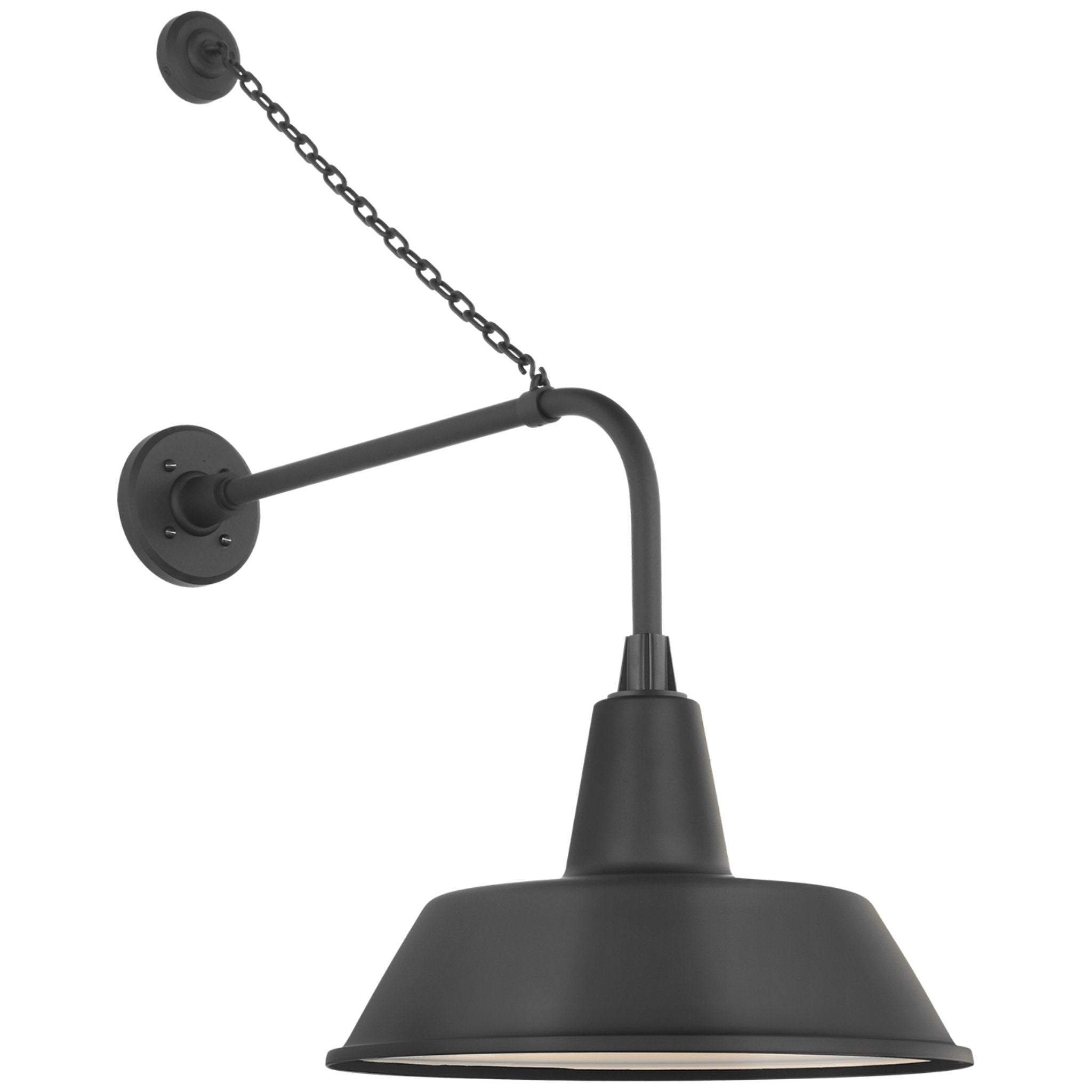 Thomas O'Brien Academy 20" Anchored Rex Barn Light in Matte Black with 16" Bowers Shade Outdoor Lighting W16" x H32.5"