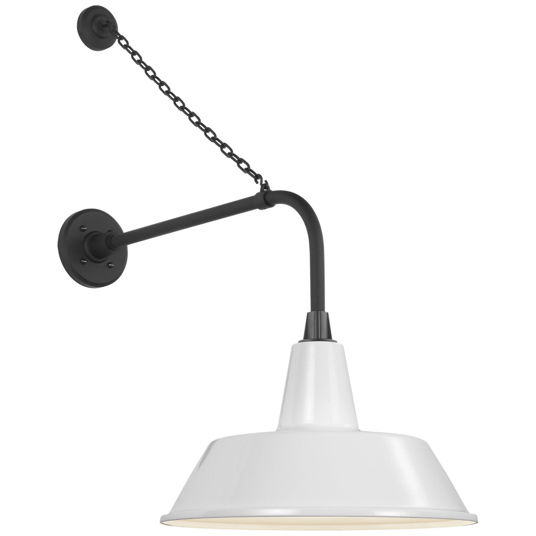 Thomas O'Brien Academy 20" Anchored Rex Barn Light in Matte Black with 16" White Bowers Shade Outdoor Lighting W16" x H32.5"