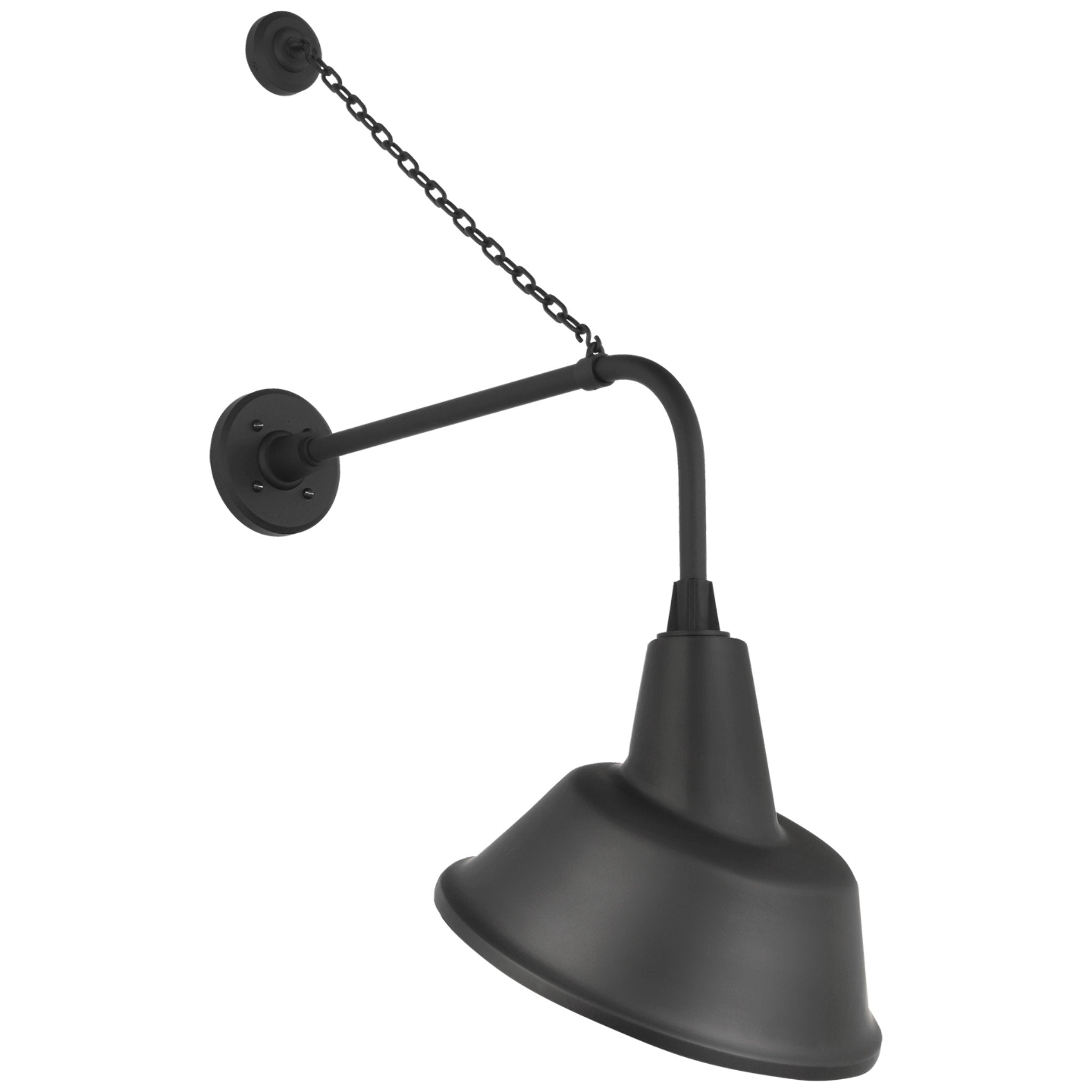 Thomas O'Brien Academy 20" Anchored Rex Barn Light in Matte Black with 12.5" Tilted Bowers Shade Outdoor Lighting W12.5" x H35.5"