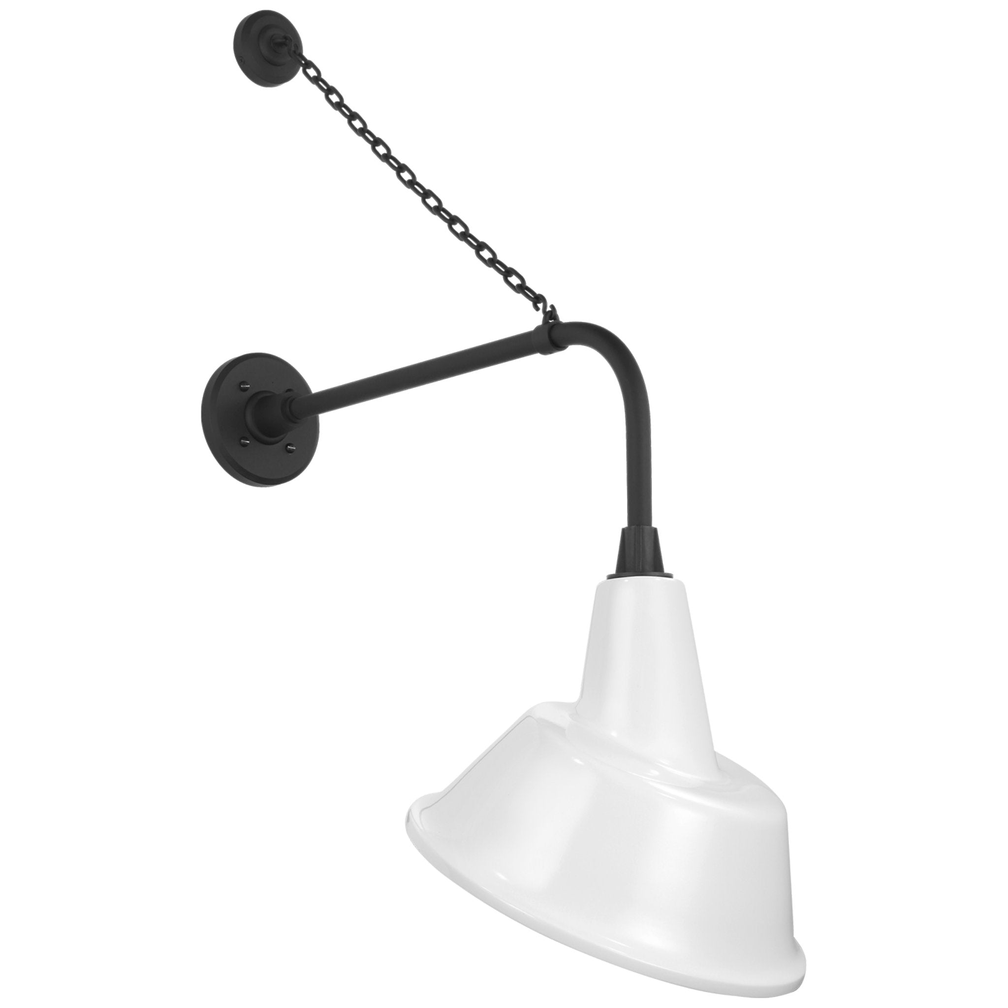 Thomas O'Brien Academy 20" Anchored Rex Barn Light in Matte Black with 12.5" White Tilted Bowers Shade Outdoor Lighting W12.5" x H35.5"
