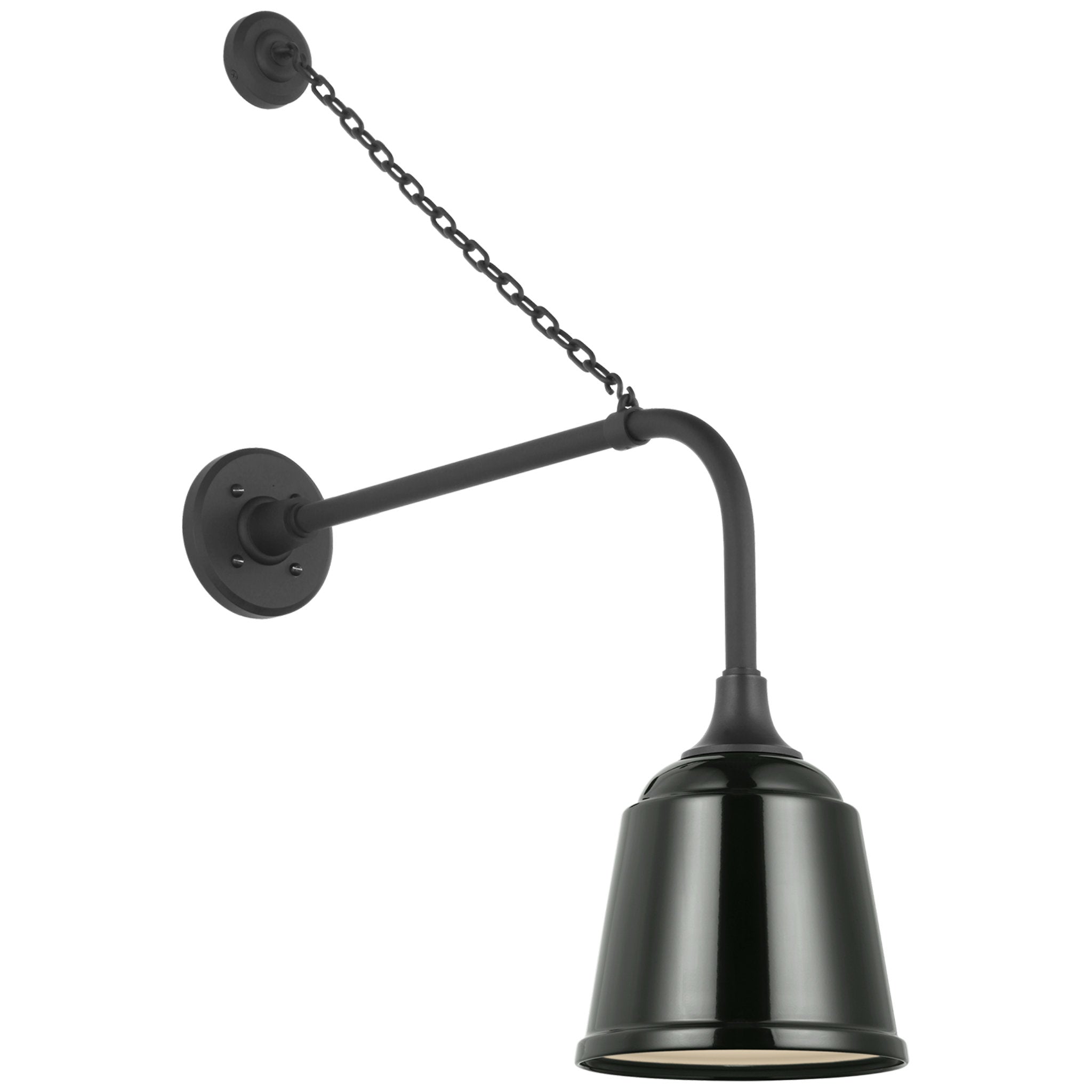 Thomas O'Brien Academy 20" Anchored Rex Barn Light in Matte Black with 8" Green Rockhouse Shade Outdoor Lighting W8" x H31.5"