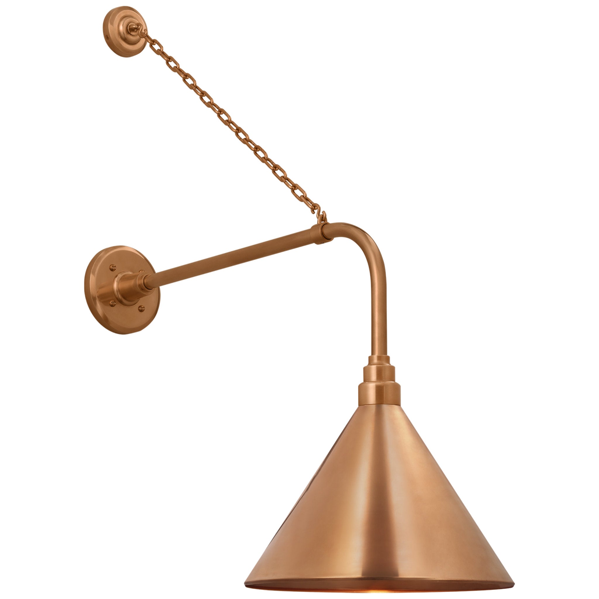 Thomas O'Brien Academy 20" Anchored Rex Barn Light in Soft Copper with 12.5" Conical Savannah Shade Outdoor Lighting W12.5" x H32.75"