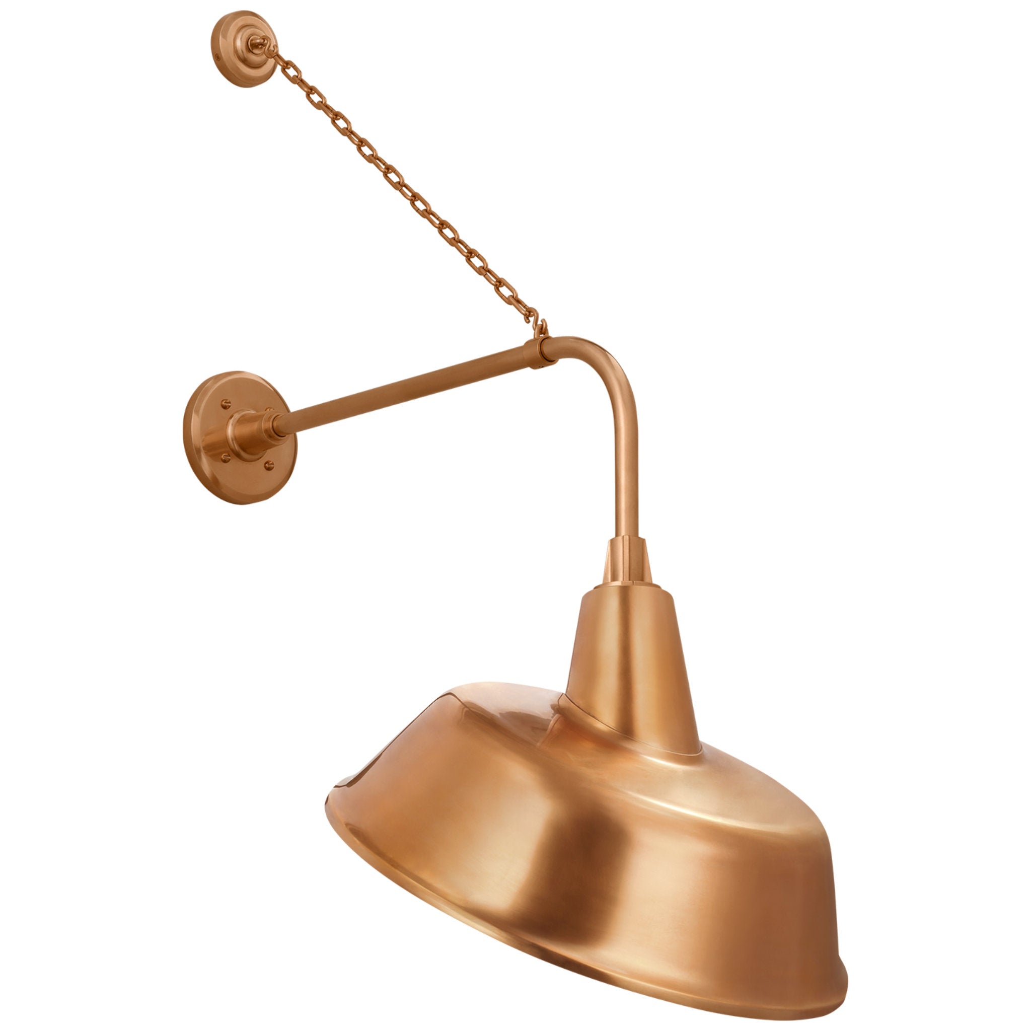 Thomas O'Brien Academy 20" Anchored Rex Barn Light in Soft Copper with 16" Tilted Bowers Shade Outdoor Lighting W16" x H36.5"