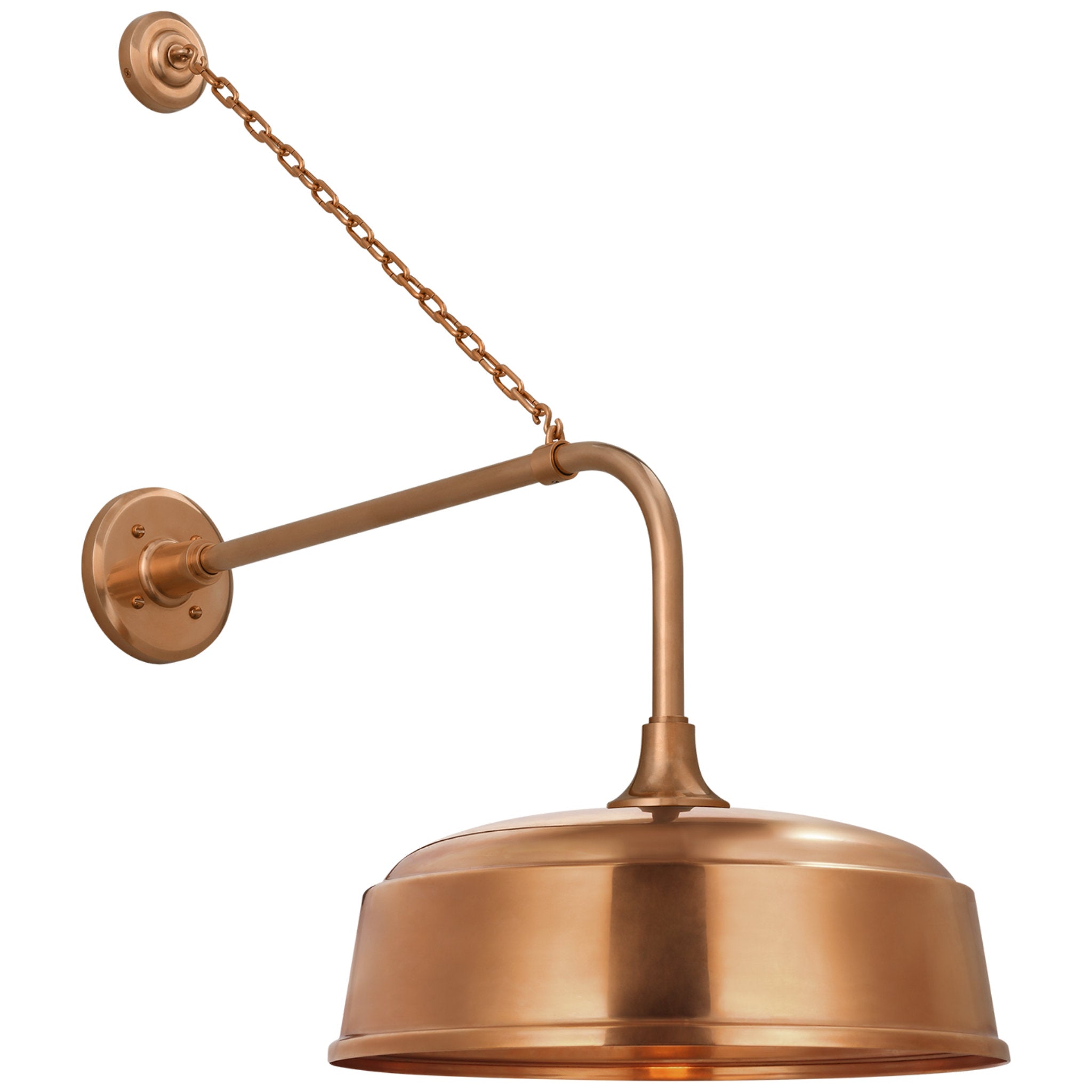 Thomas O'Brien Academy 20" Anchored Rex Barn Light in Soft Copper with 16" Rockhouse Shade Outdoor Lighting W16" x H30"