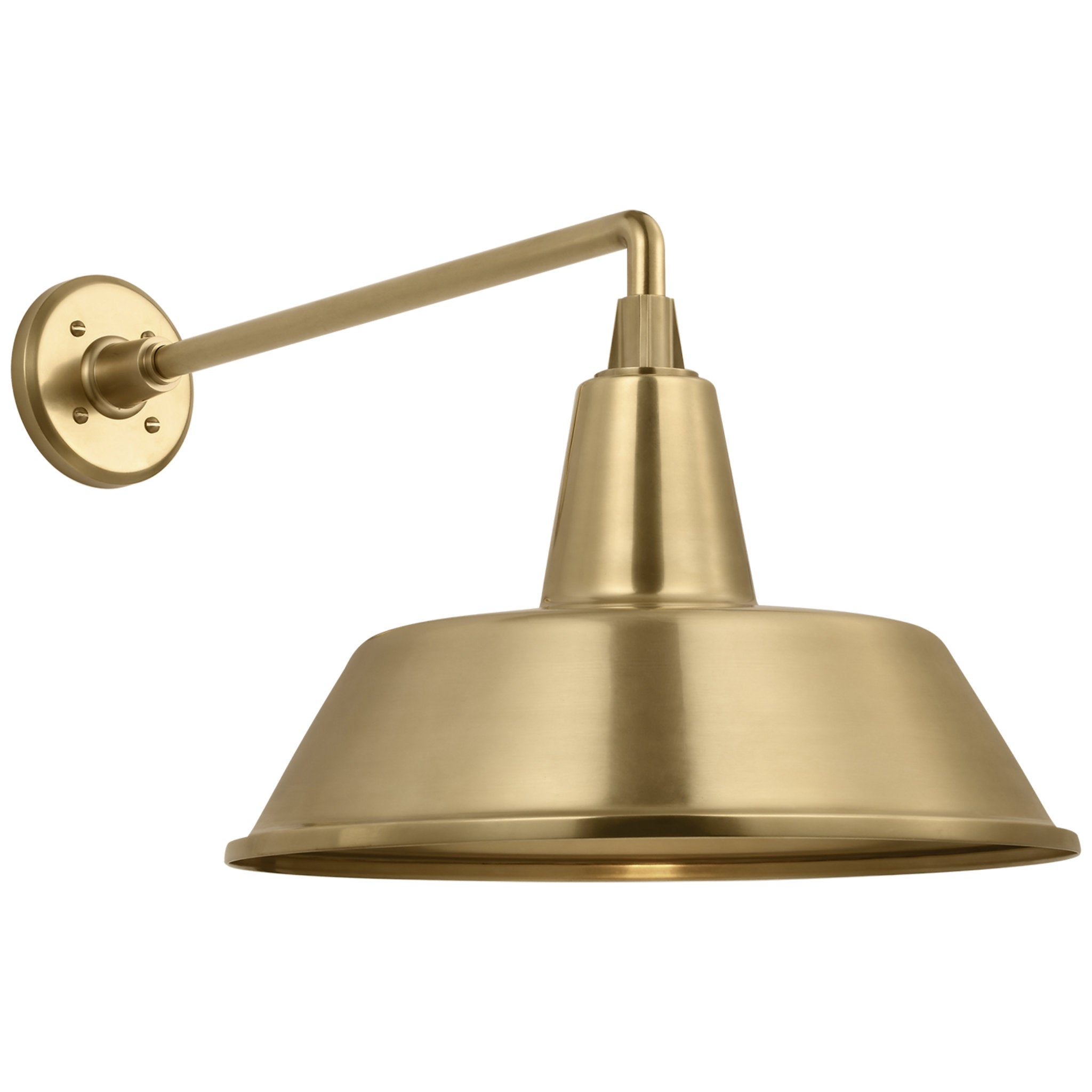 Thomas O'Brien Academy 17.5" Mack Barn Light in Hand-Rubbed Antique Brass with 16" Bowers Shade Outdoor Lighting W16" x H14.5"