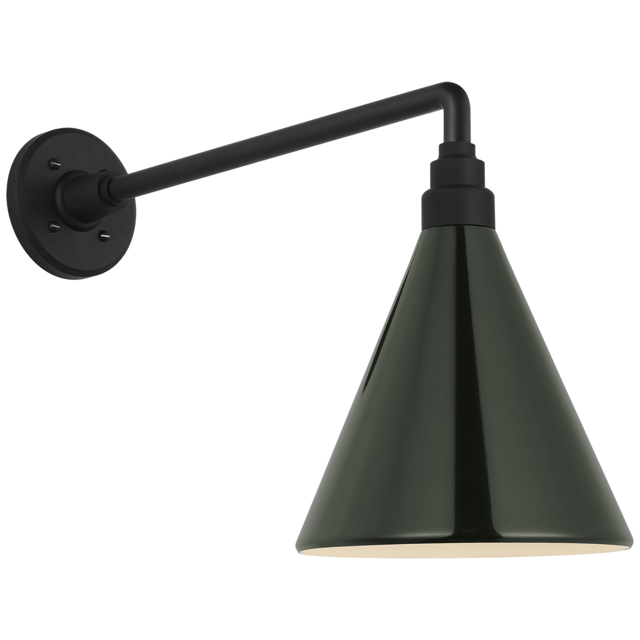 Thomas O'Brien Academy 17.5" Mack Barn Light in Matte Black with 9" Green Conical Savannah Shade Outdoor Lighting W9" x H14.5"