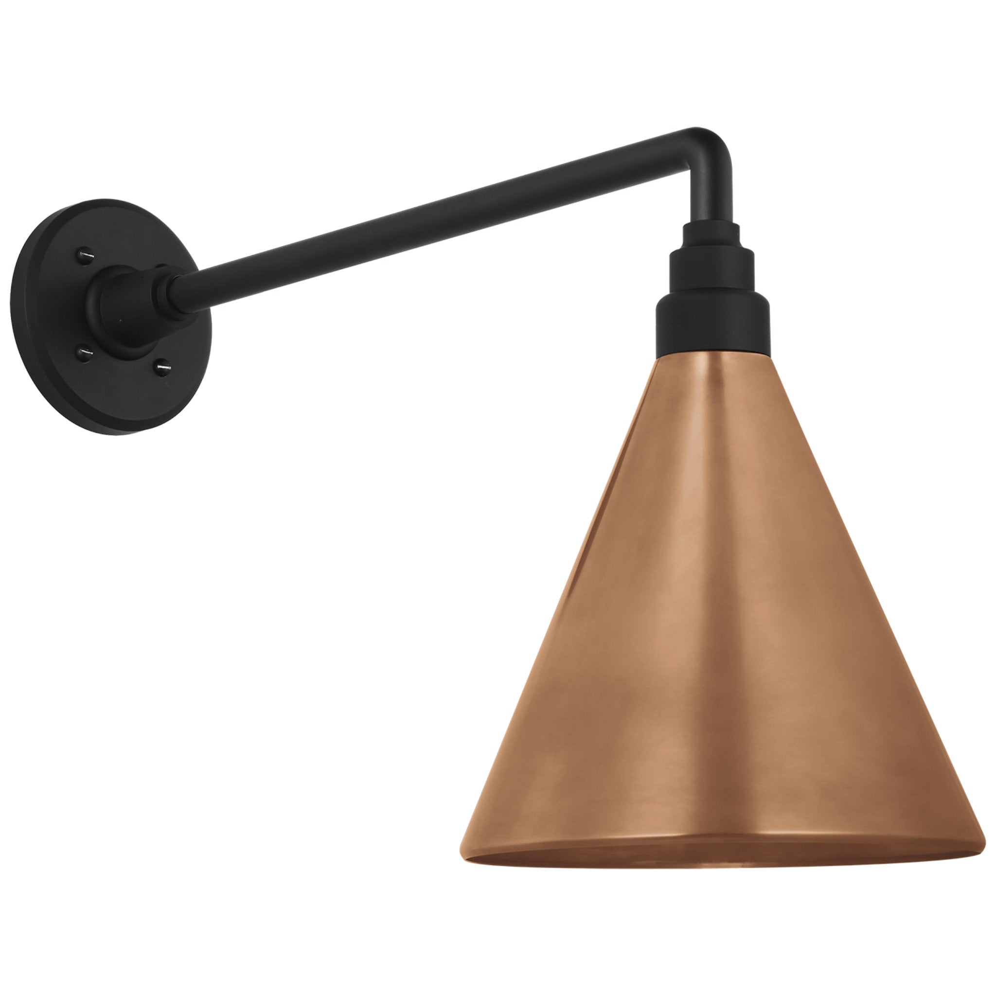 Thomas O'Brien Academy 17.5" Mack Barn Light in Matte Black with 9" Soft Copper Conical Savannah Shade Outdoor Lighting W9" x H14.5"
