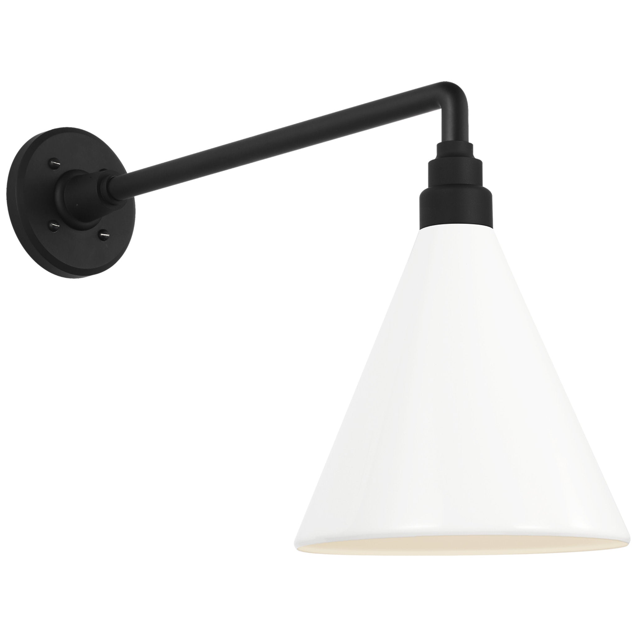 Thomas O'Brien Academy 17.5" Mack Barn Light in Matte Black with 9" White Conical Savannah Shade Outdoor Lighting W9" x H14.5"