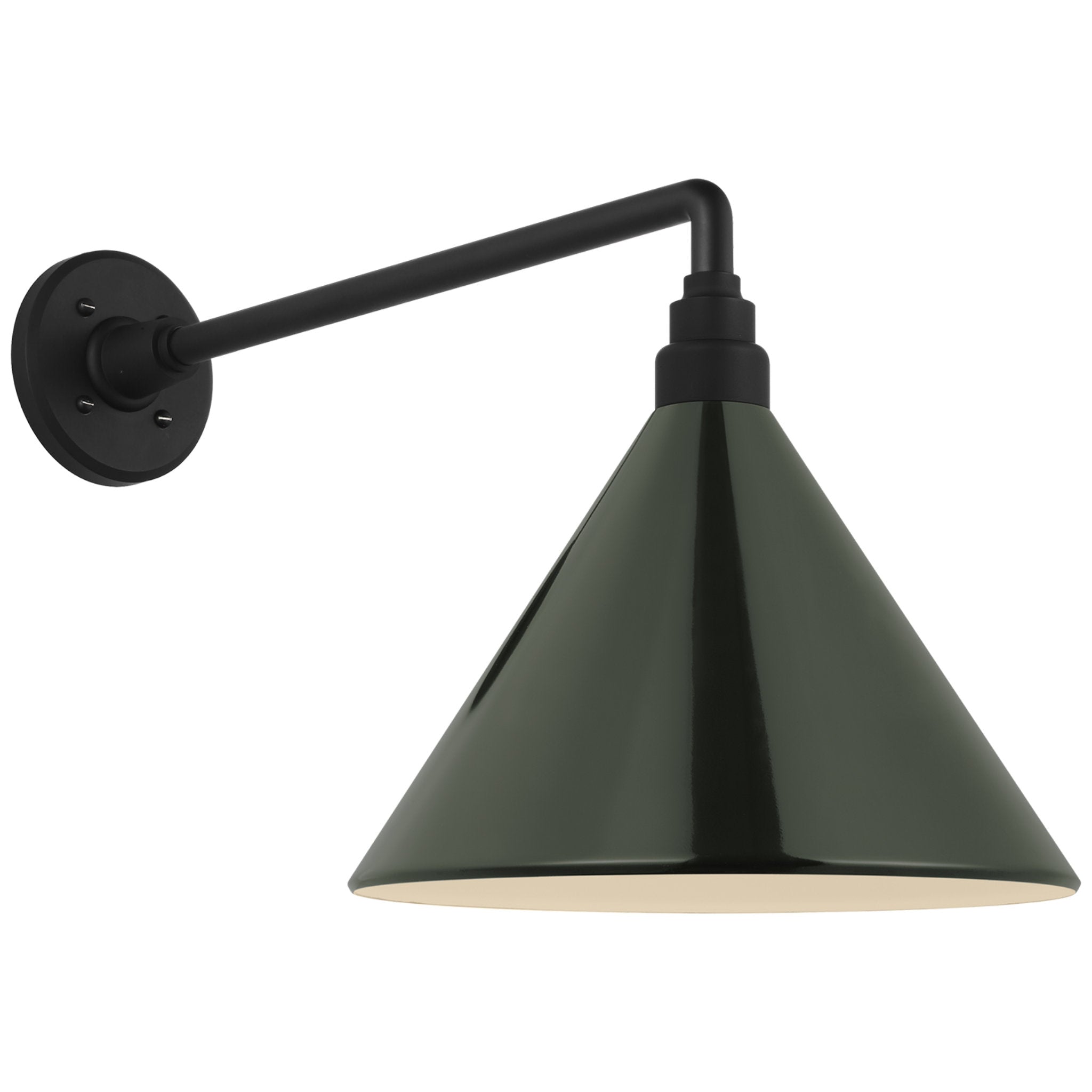Thomas O'Brien Academy 17.5" Mack Barn Light in Matte Black with 12.5" Green Conical Savannah Shade Outdoor Lighting W12.5" x H14.5"
