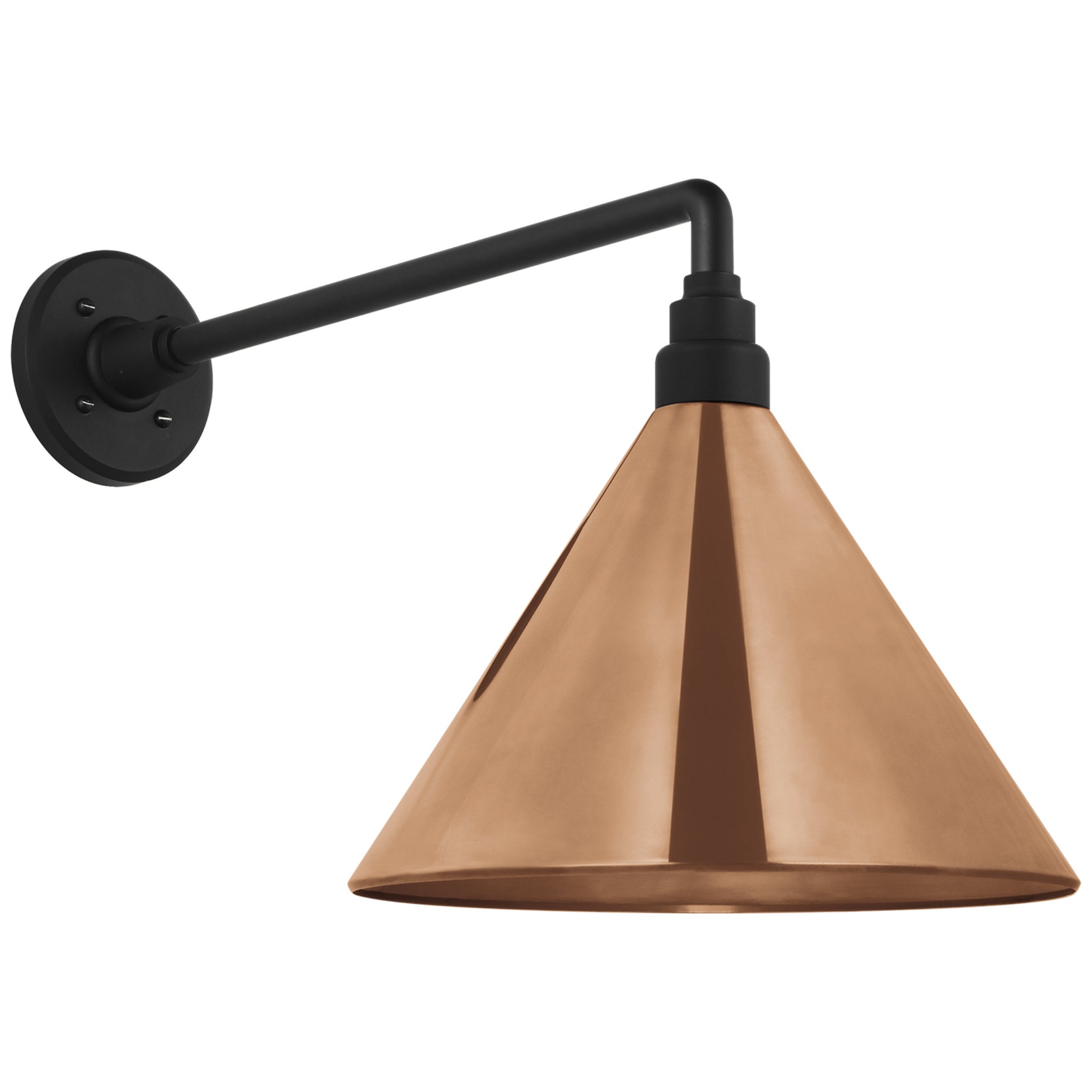 Thomas O'Brien Academy 17.5" Mack Barn Light in Matte Black with 12.5" Soft Copper Conical Savannah Shade Outdoor Lighting W12.5" x H14.5"