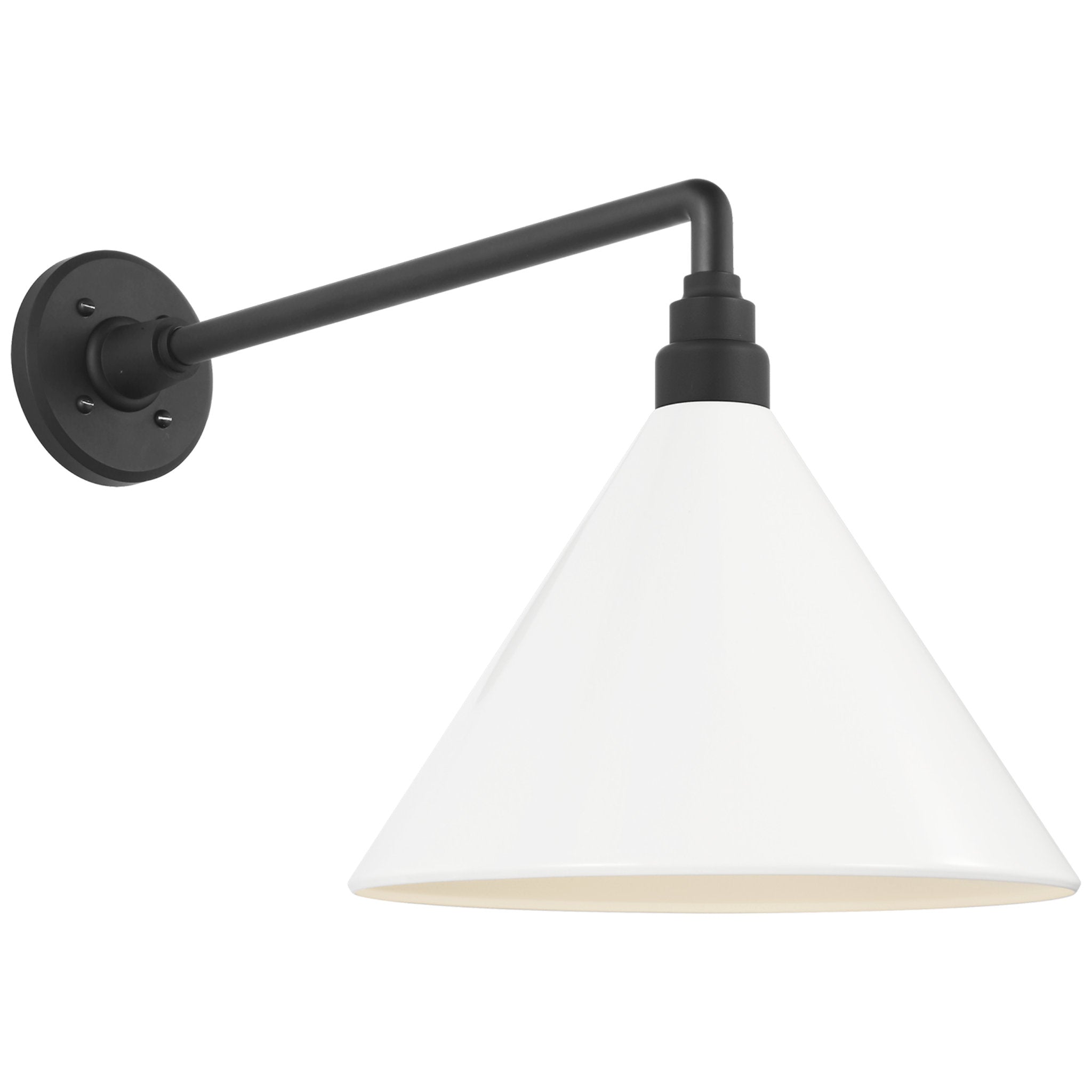 Thomas O'Brien Academy 17.5" Mack Barn Light in Matte Black with 12.5" White Conical Savannah Shade Outdoor Lighting W12.5" x H14.5"