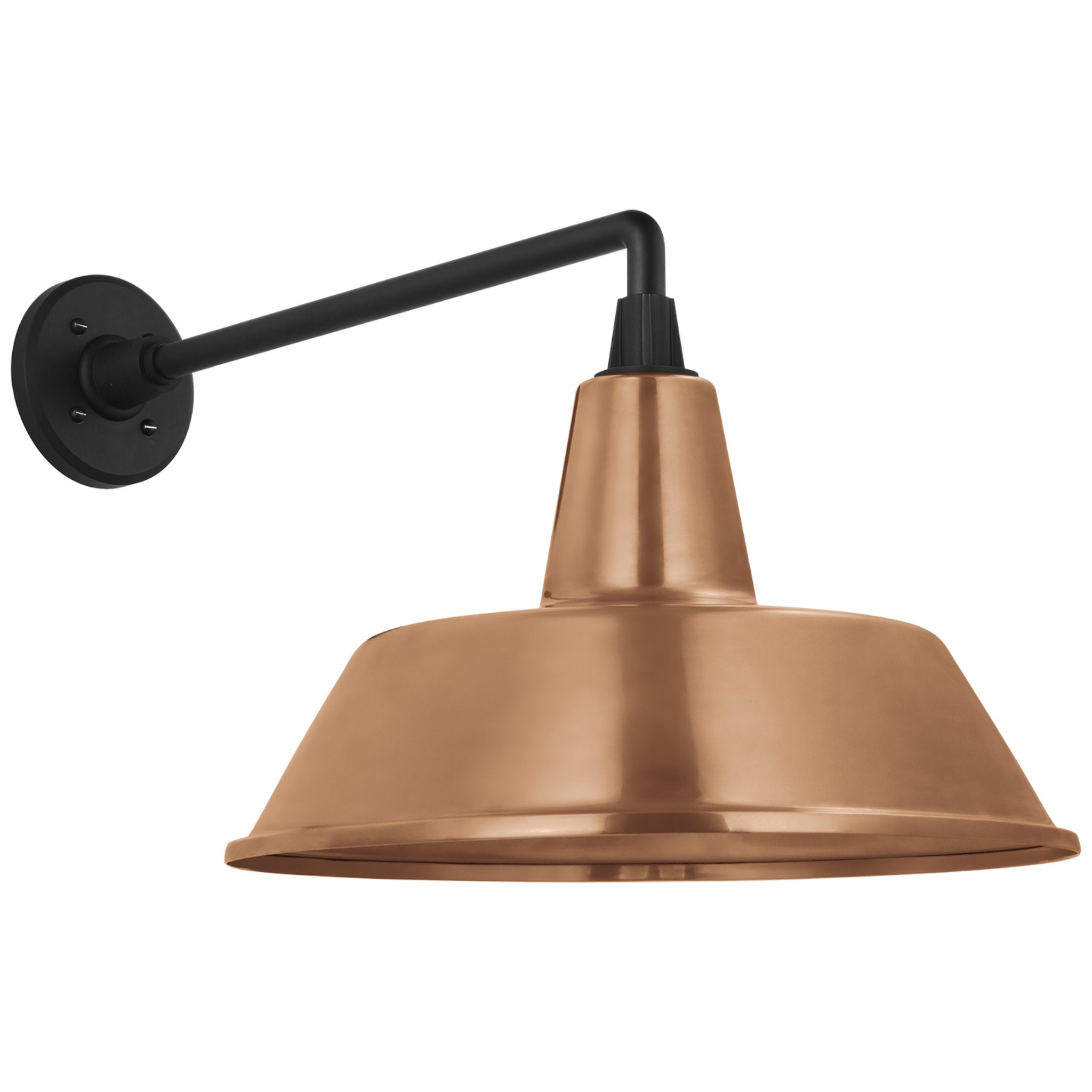 Thomas O'Brien Academy 17.5" Mack Barn Light in Matte Black with 16" Soft Copper Bowers Shade Outdoor Lighting W16" x H14.5"